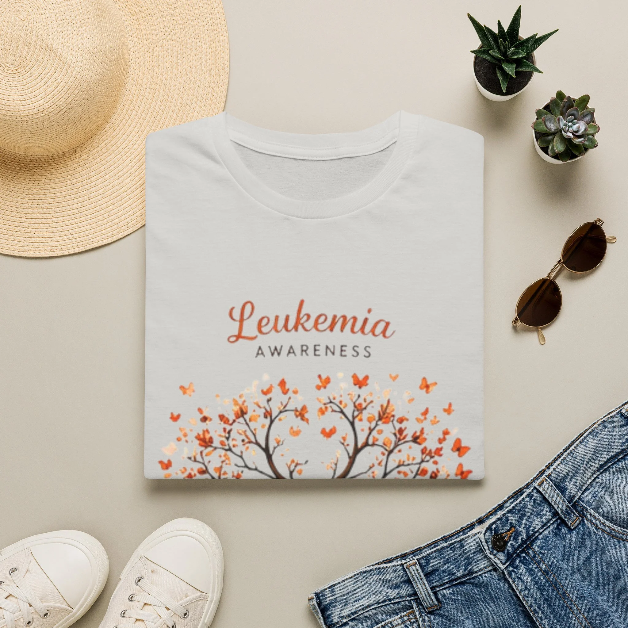Leukemia Awareness T-Shirt — Orange Ribbon Tree Design