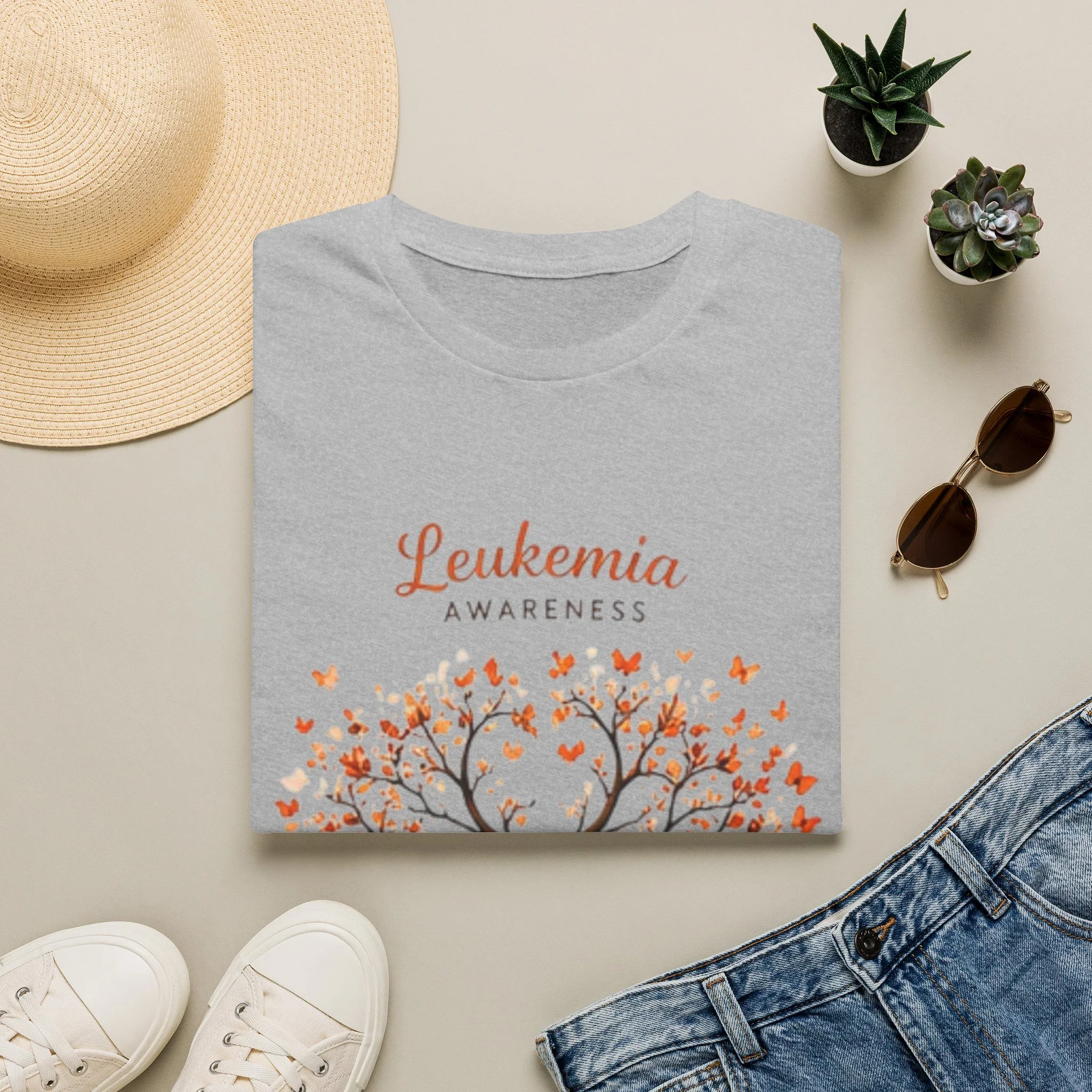 Leukemia Awareness T-Shirt — Orange Ribbon Tree Design