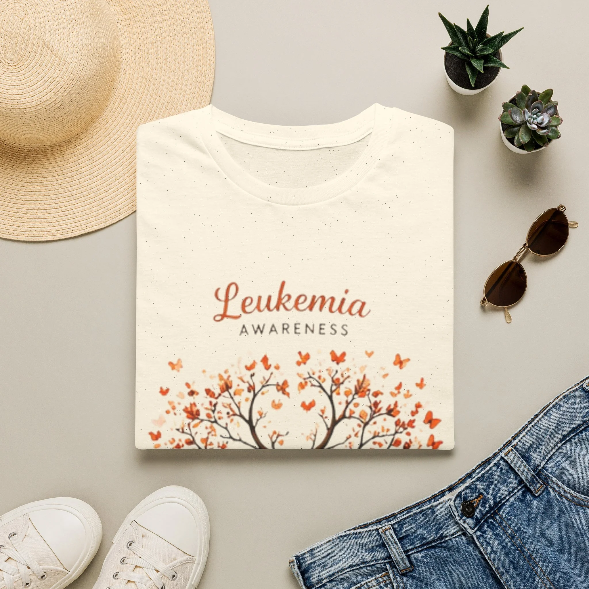 Leukemia Awareness T-Shirt — Orange Ribbon Tree Design
