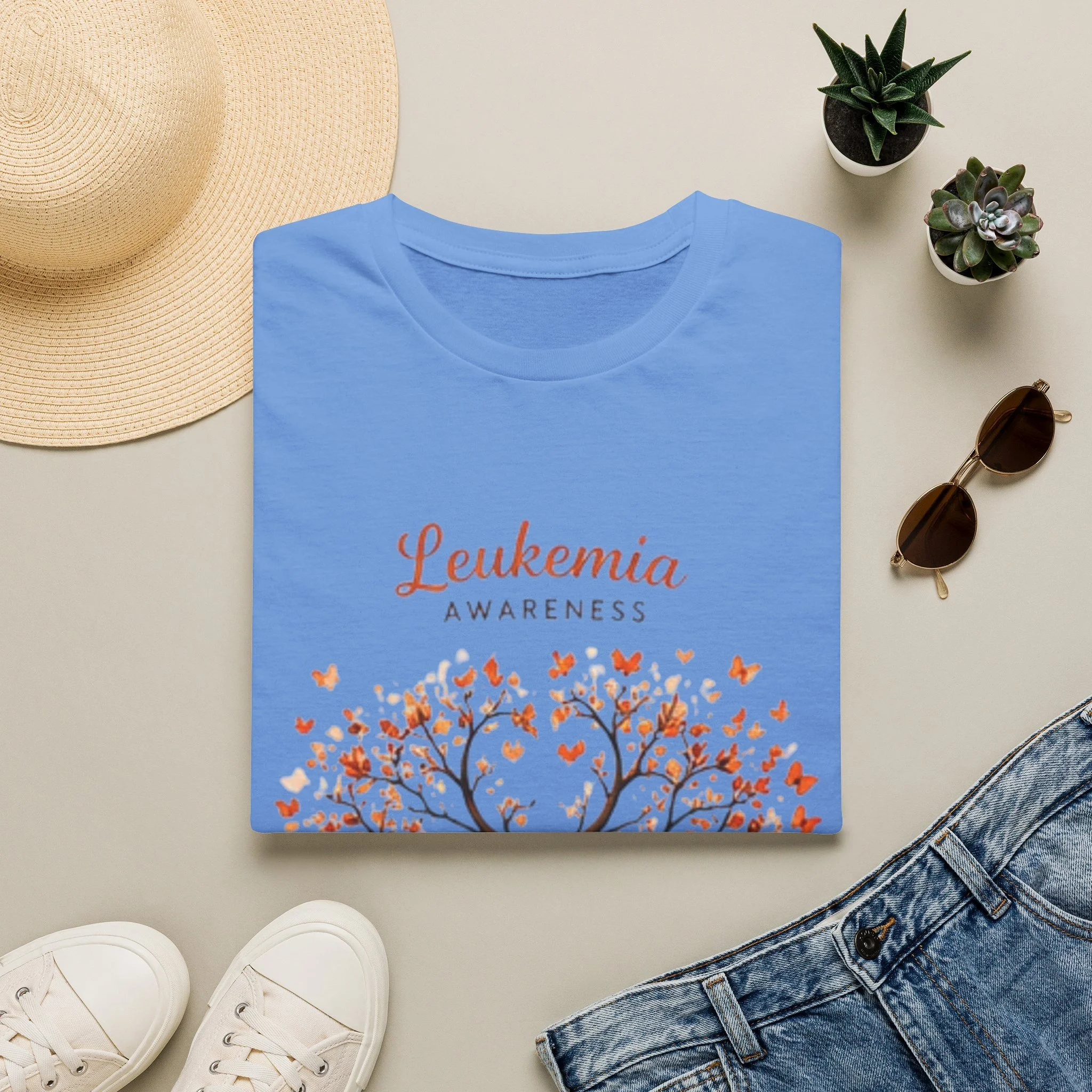 Leukemia Awareness T-Shirt — Orange Ribbon Tree Design