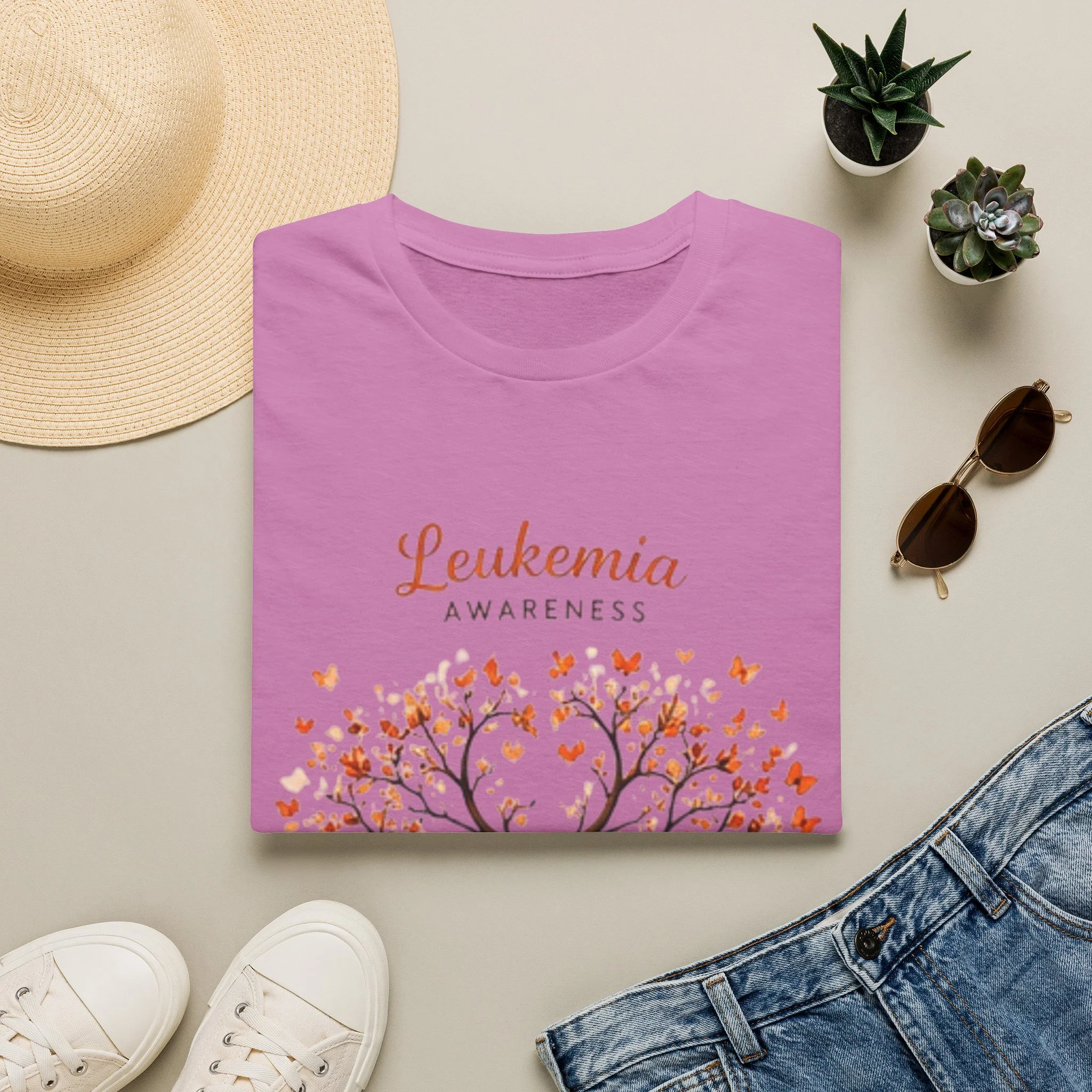 Leukemia Awareness T-Shirt — Orange Ribbon Tree Design