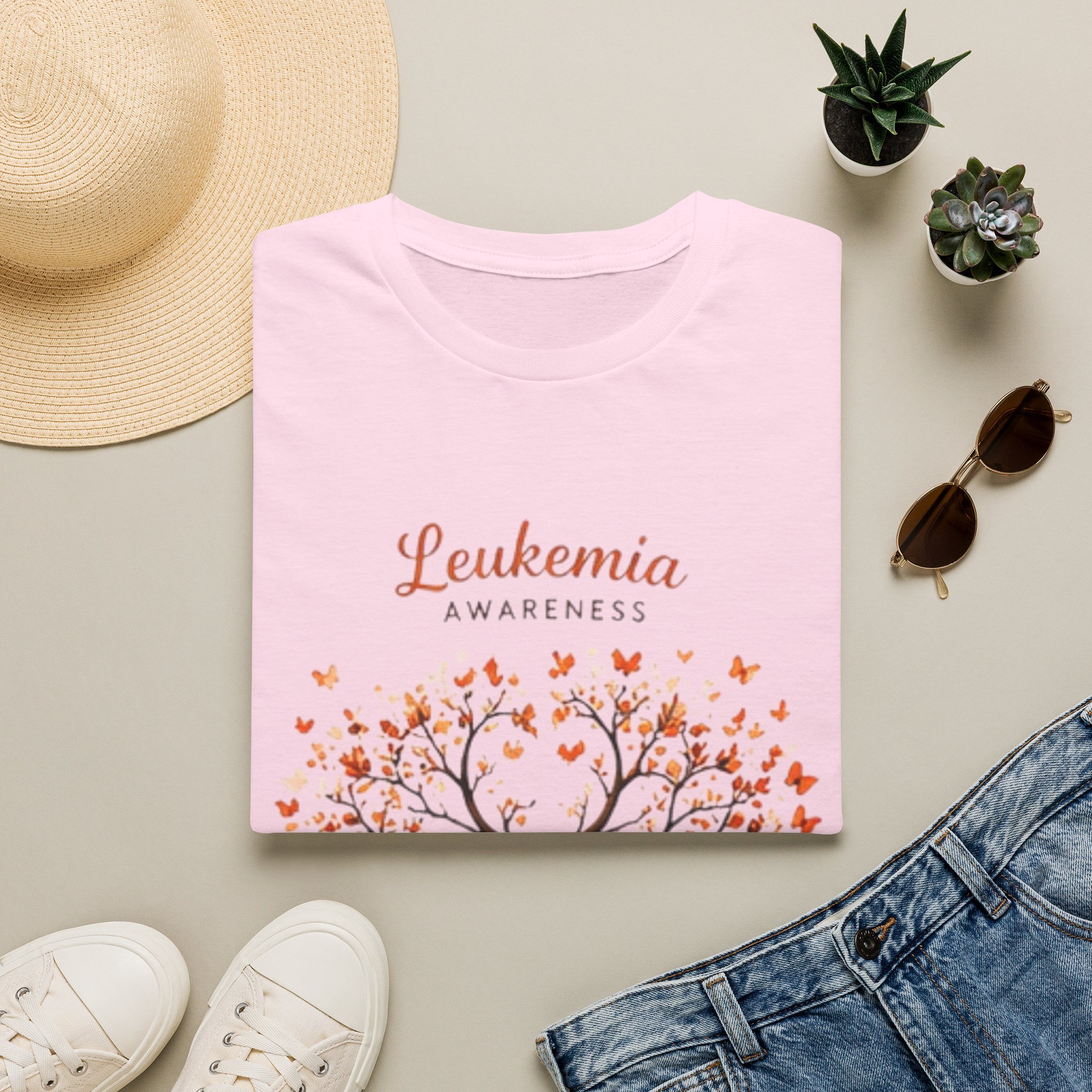 Leukemia Awareness T-Shirt — Orange Ribbon Tree Design