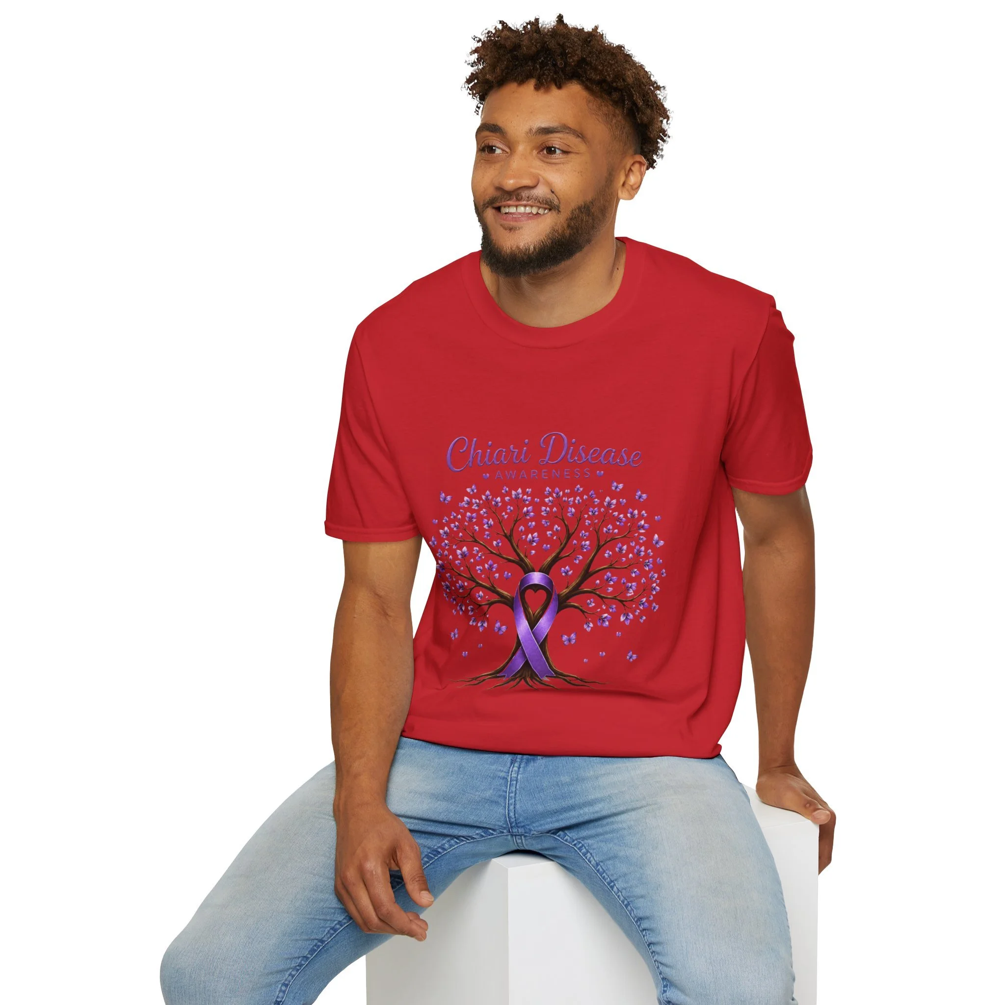 Chiari Disease Awareness T-Shirt — Purple Ribbon Tree Design