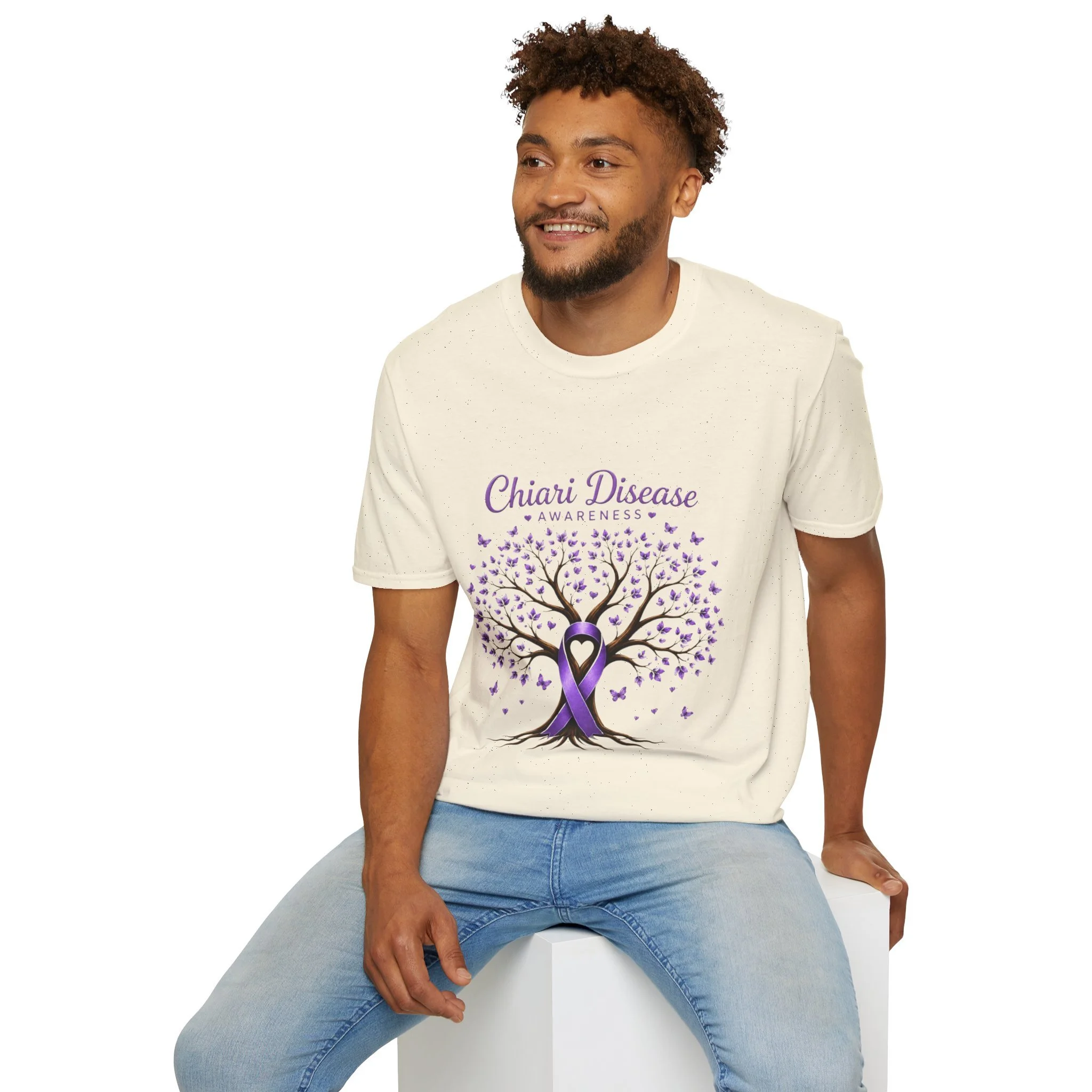 Chiari Disease Awareness T-Shirt — Purple Ribbon Tree Design