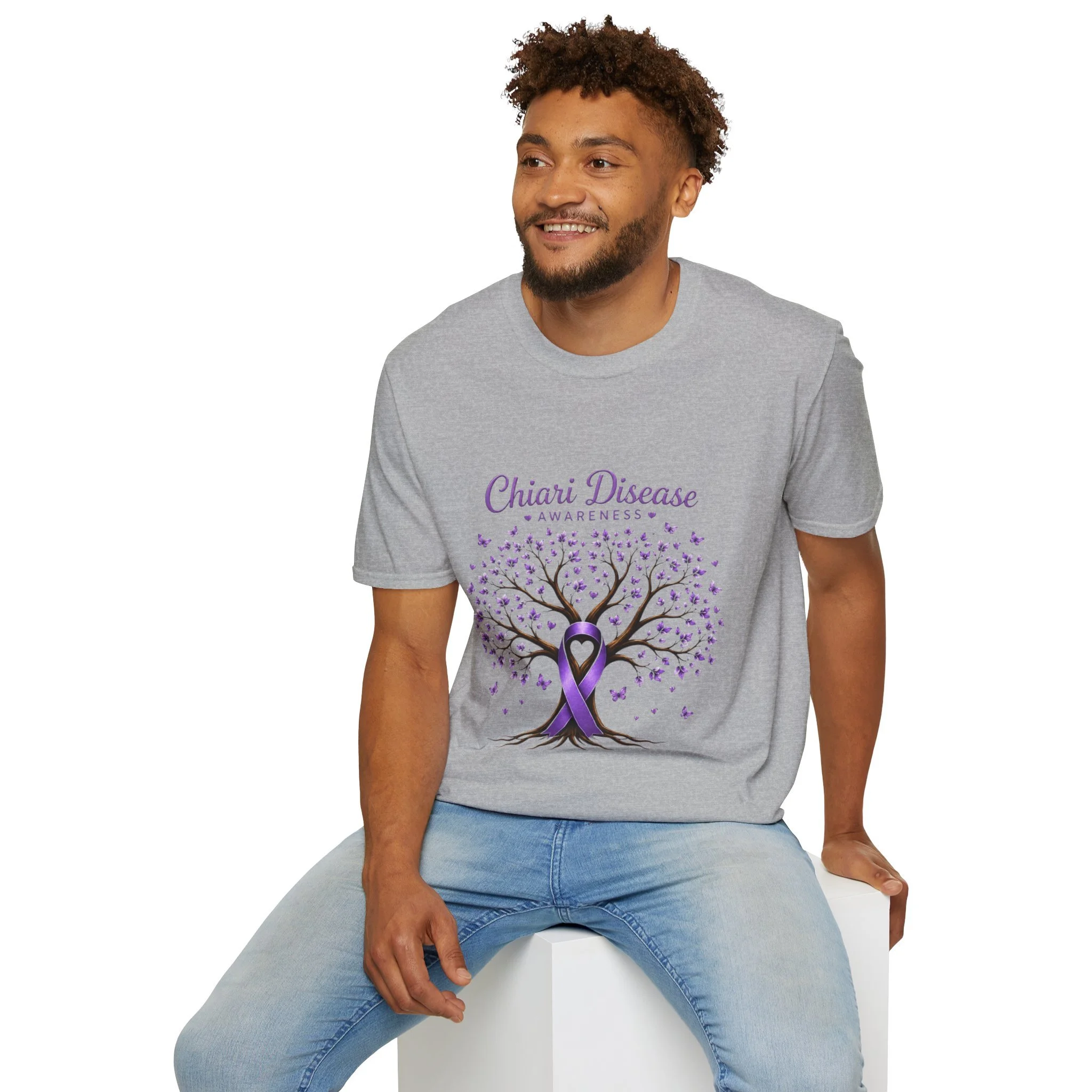Chiari Disease Awareness T-Shirt — Purple Ribbon Tree Design