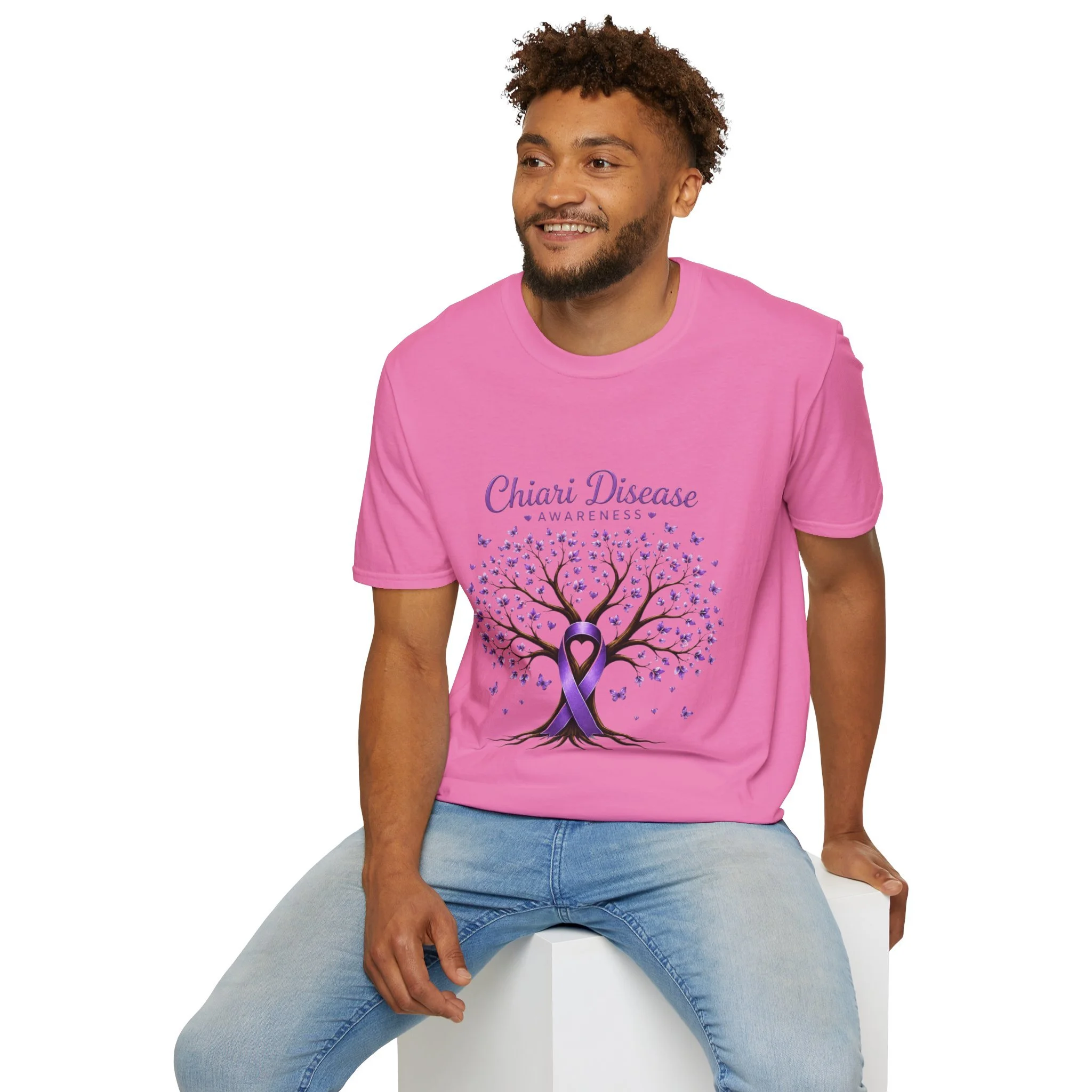 Chiari Disease Awareness T-Shirt — Purple Ribbon Tree Design