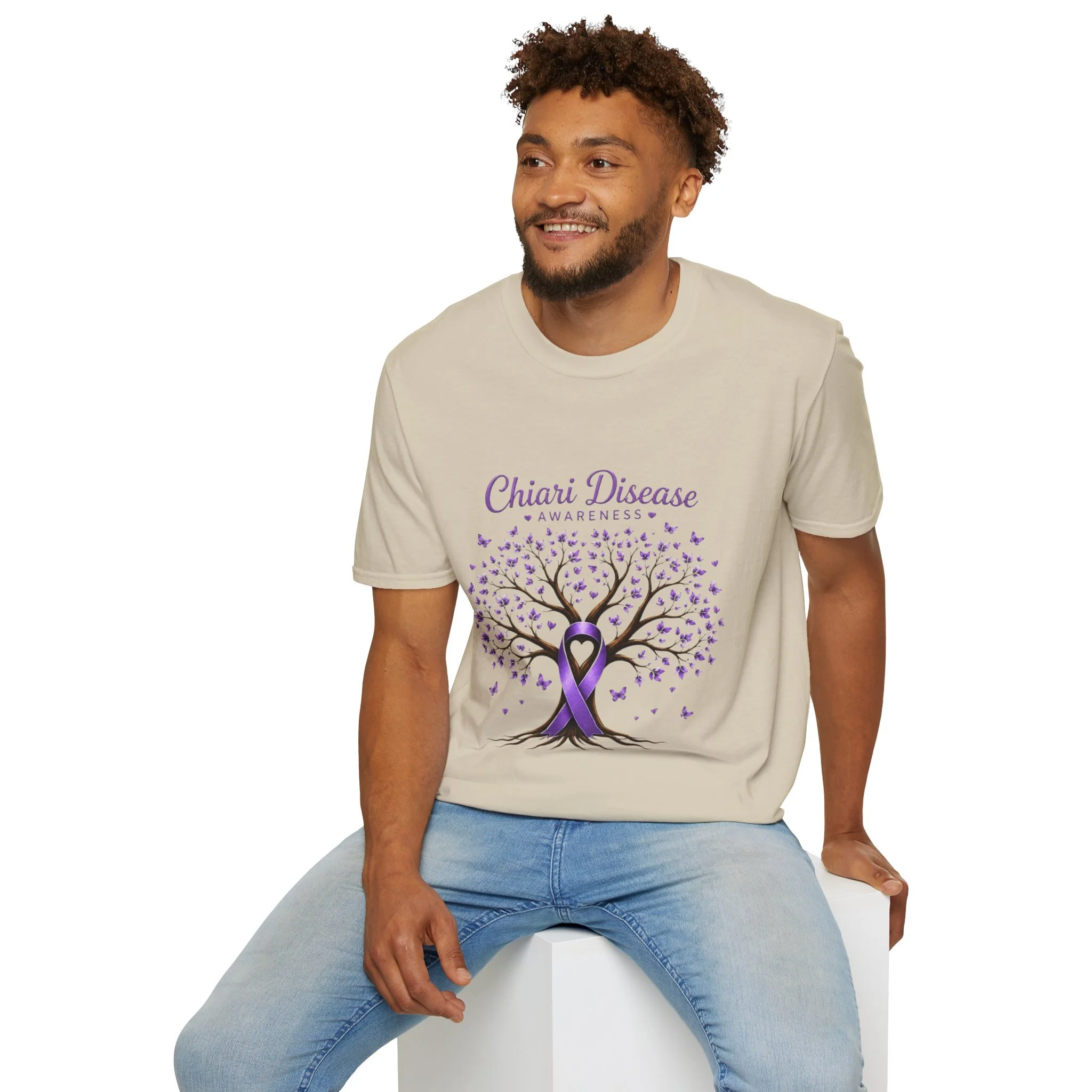 Chiari Disease Awareness T-Shirt — Purple Ribbon Tree Design