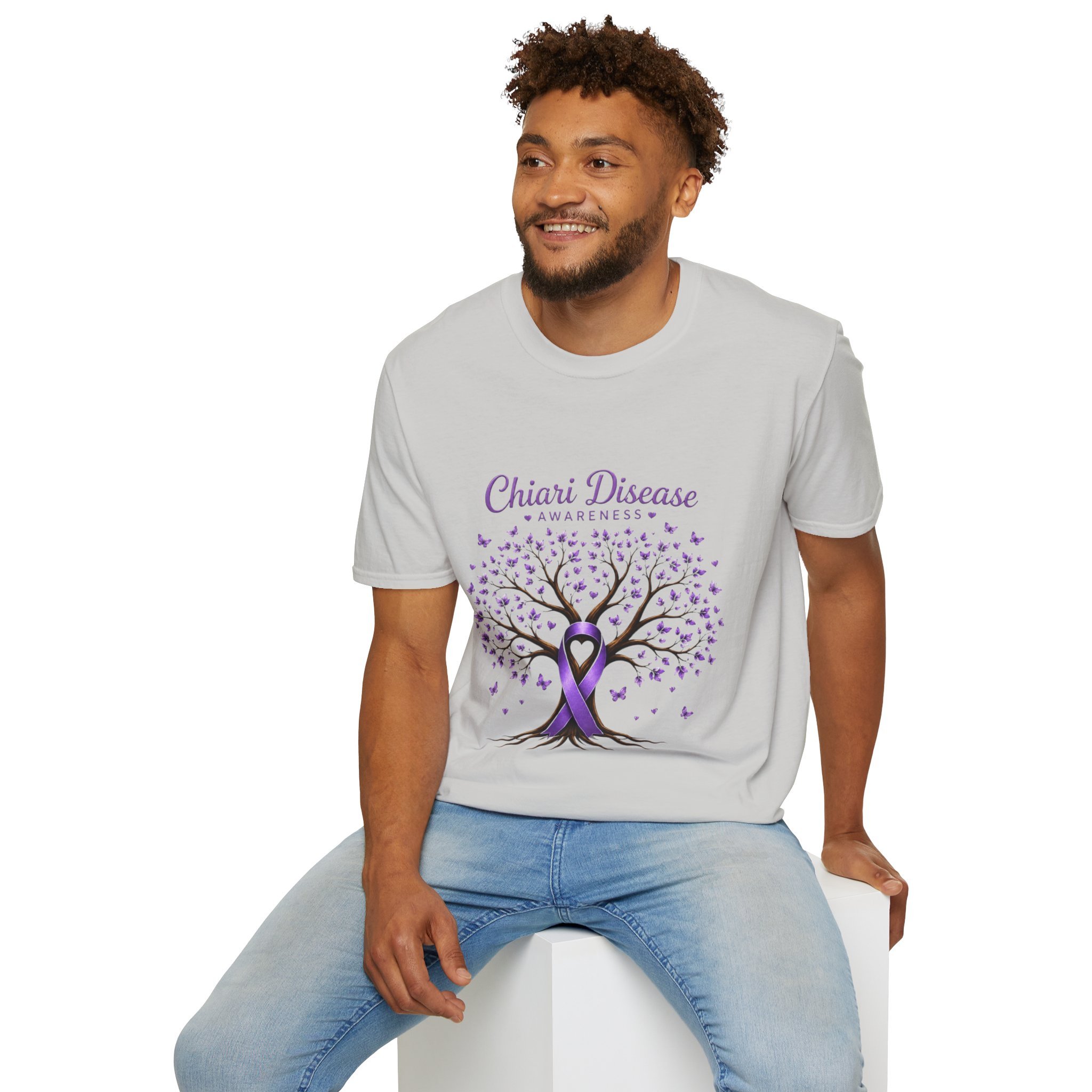 Chiari Disease Awareness T-Shirt — Purple Ribbon Tree Design