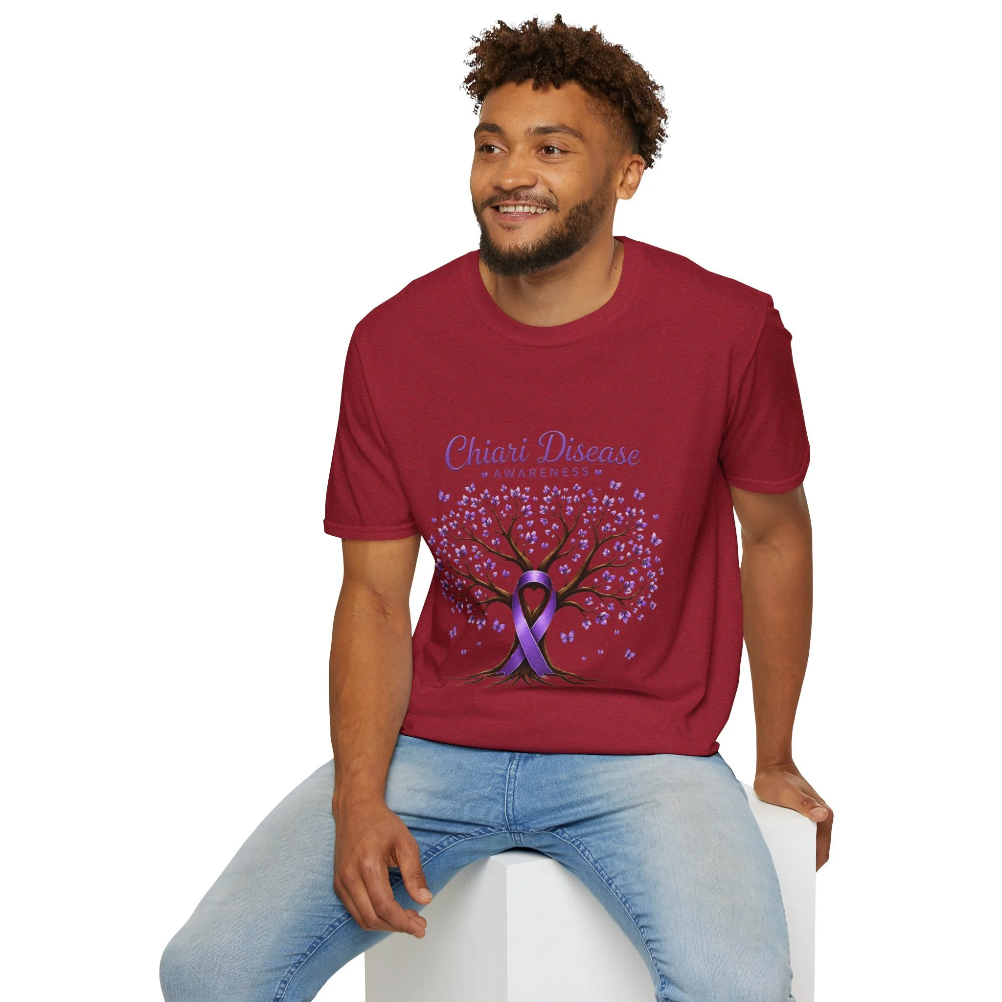 Chiari Disease Awareness T-Shirt — Purple Ribbon Tree Design