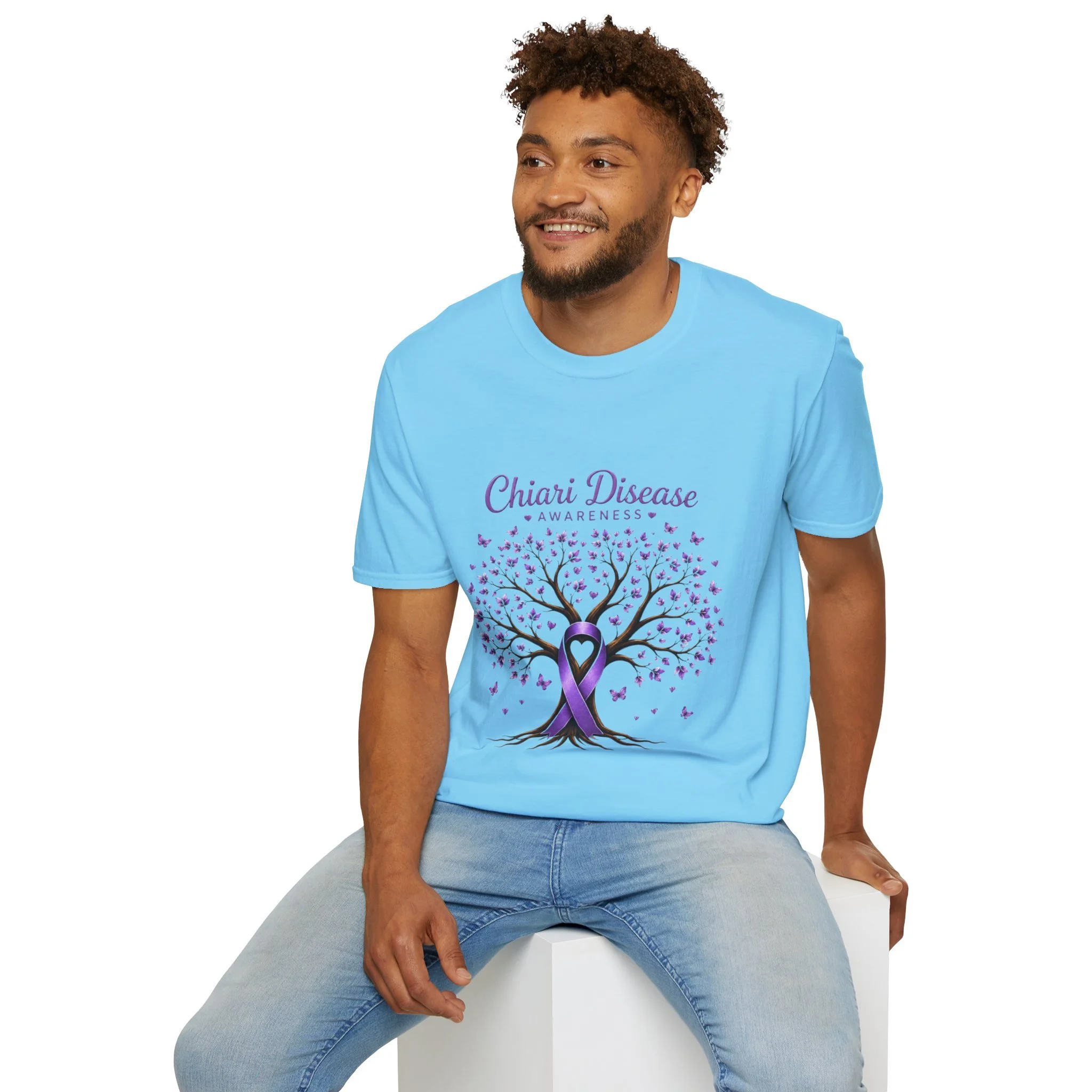 Chiari Disease Awareness T-Shirt — Purple Ribbon Tree Design