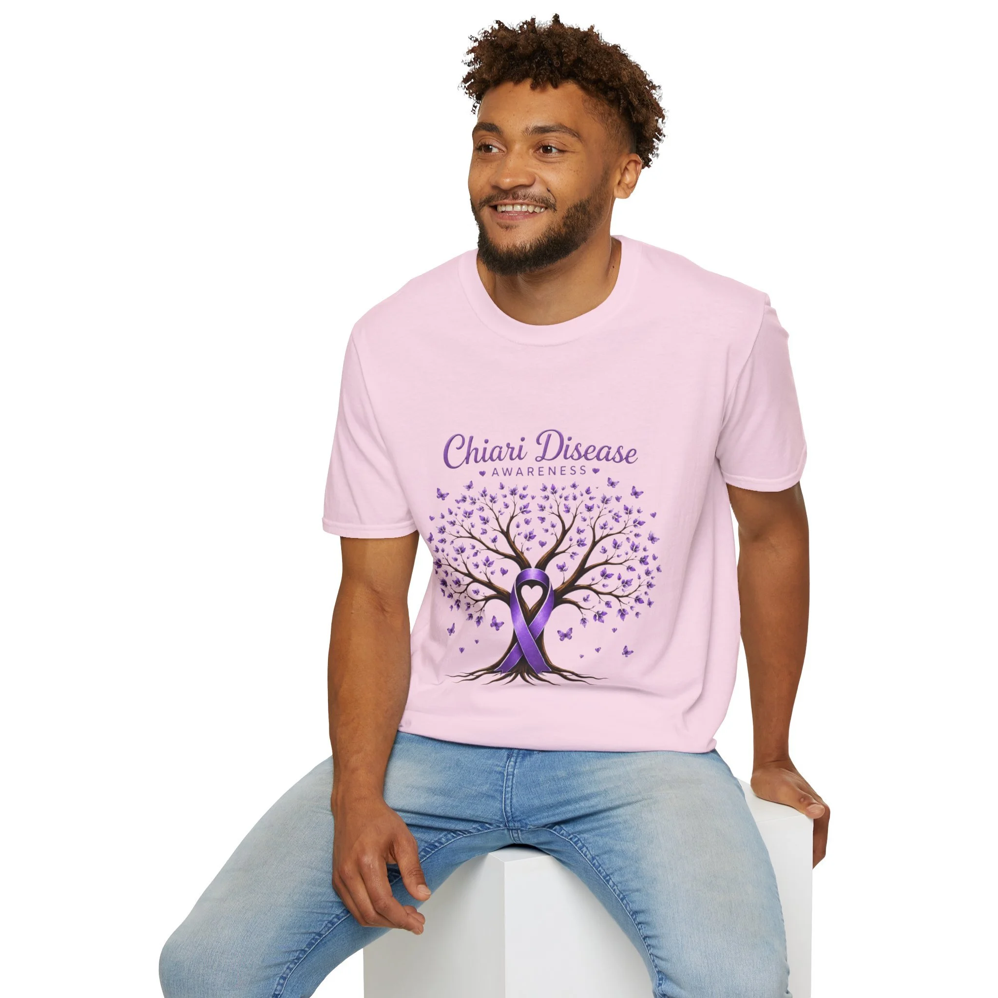 Chiari Disease Awareness T-Shirt — Purple Ribbon Tree Design