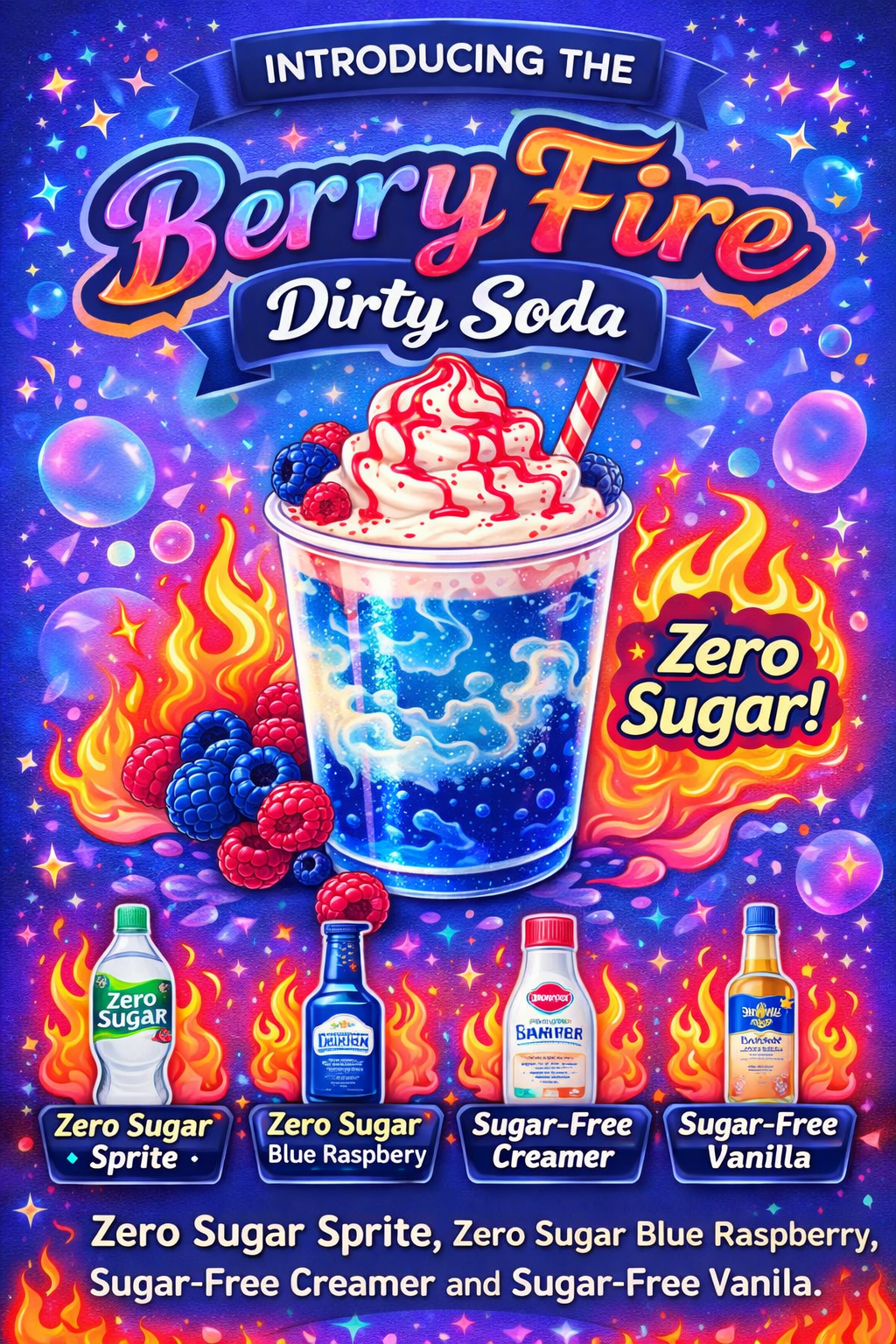 Berry fire (SUGAR FREE) dirty soda