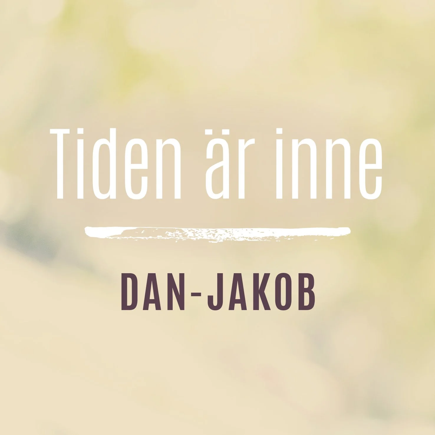 Bild med texten 'Tiden är inne' och författaren 'Dan-Jakob' på en mjuk, ljus bakgrund.