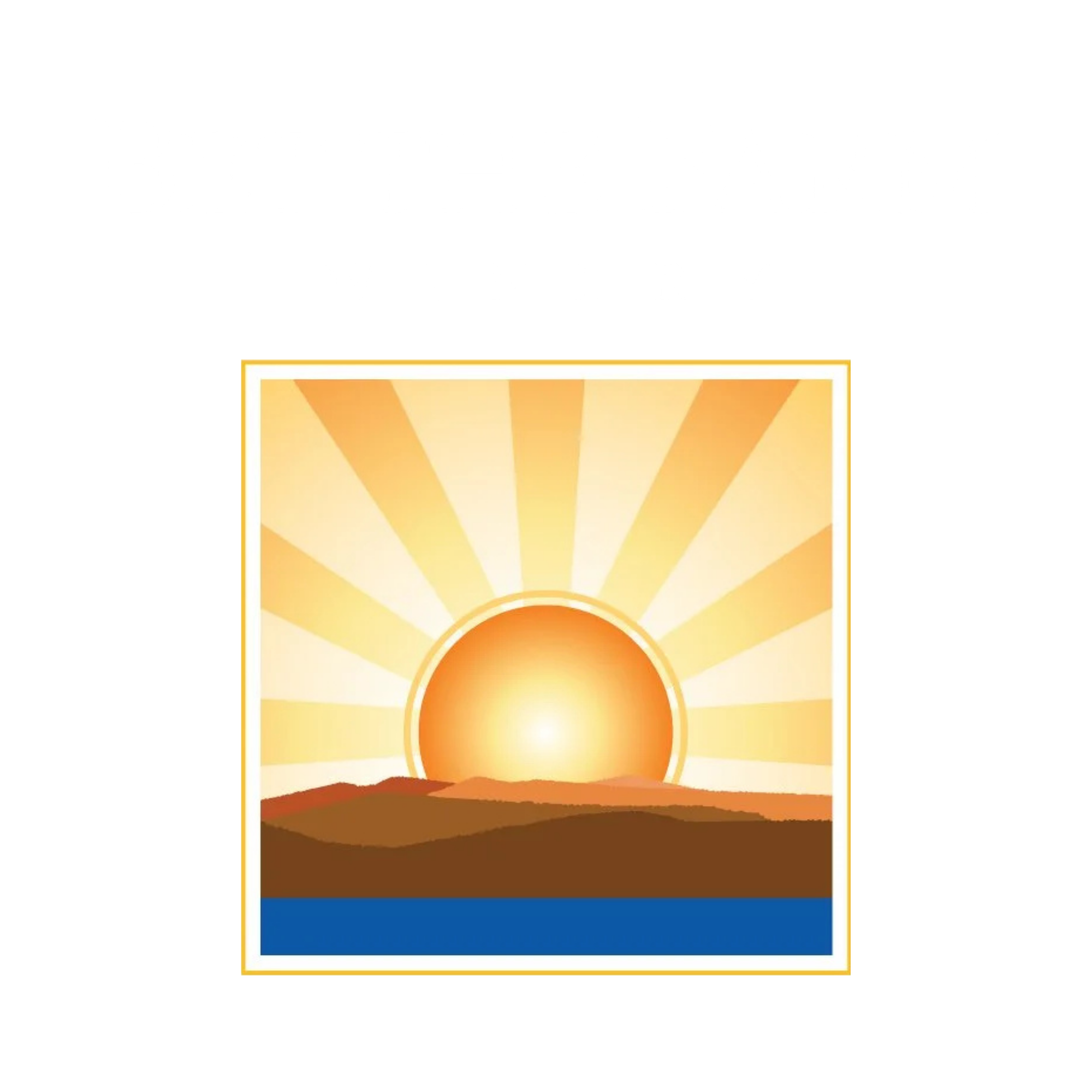 Bet The Farm Logo. It is a colorful vintage poster illustrating a sunrise over mountains with rays emanating from the sun, framed with a white border.