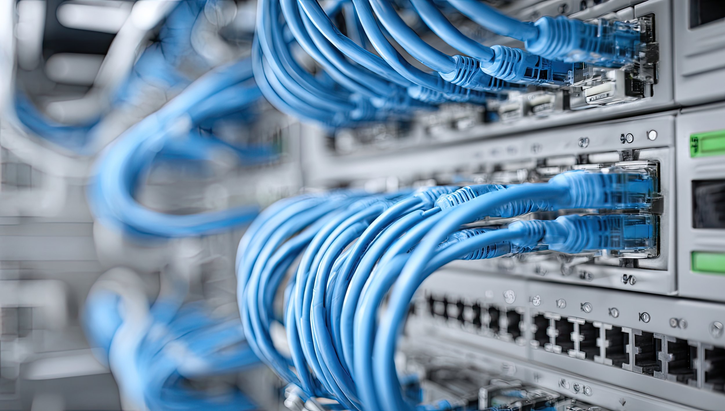 Business network infrastructure with secure cabling, servers, and reliable connectivity managed by Phoenix Technology Solutions.