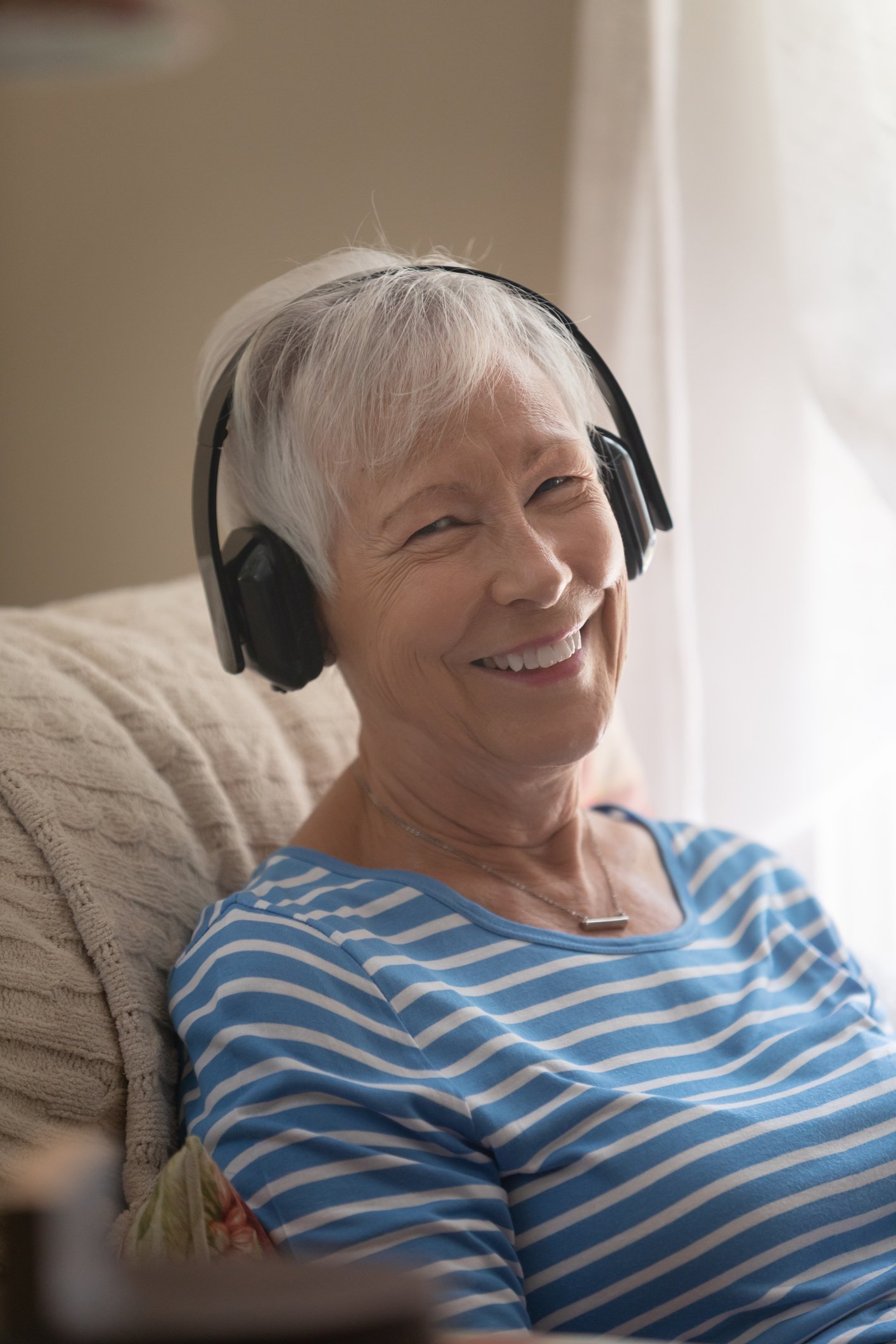 Woman wearing headphones