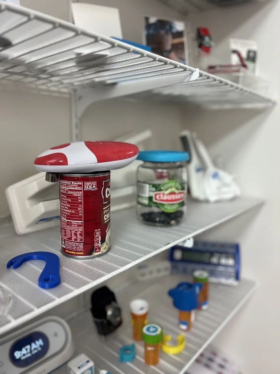 Variety of tools in the daily living area including can and jar openers