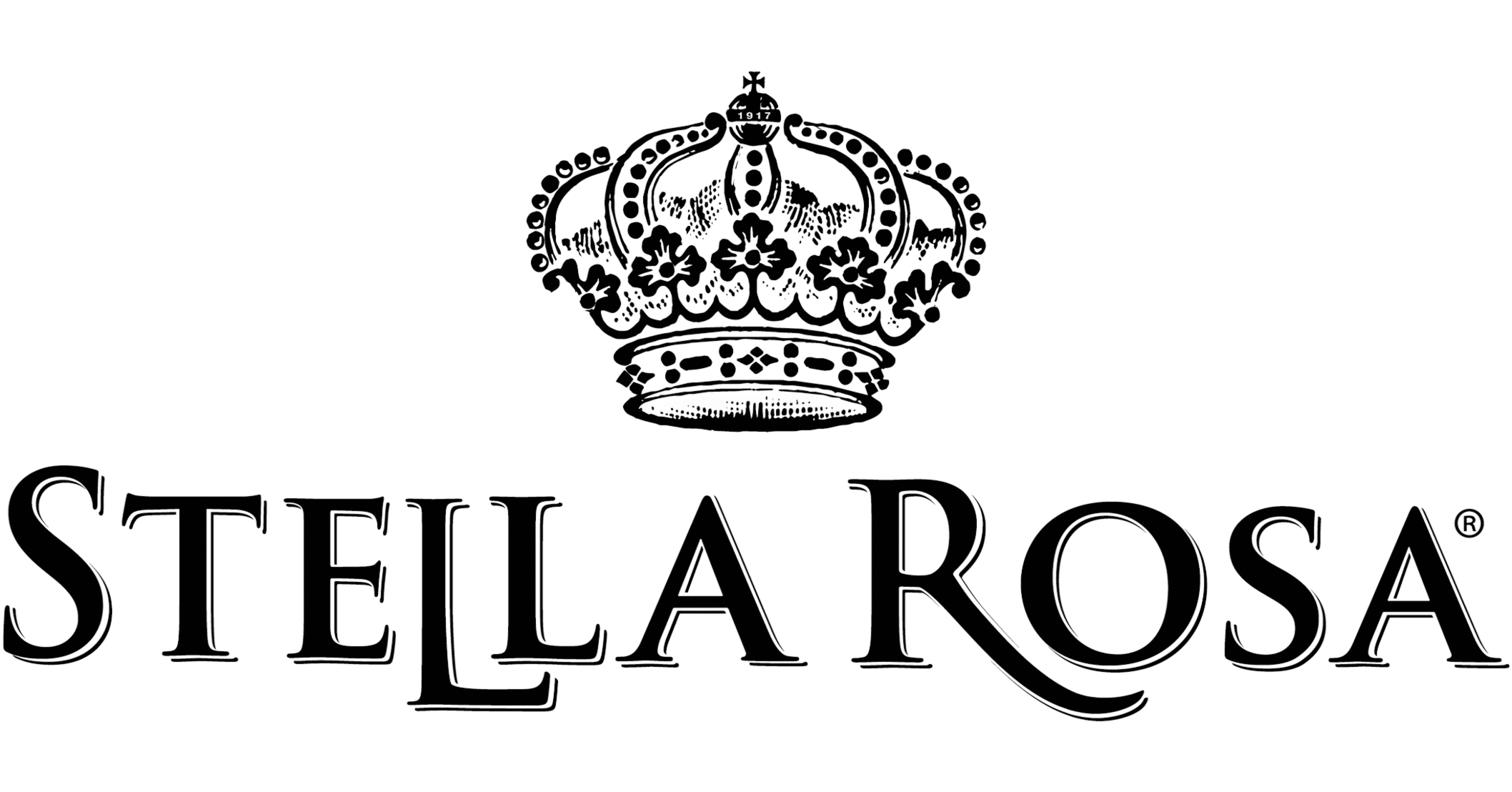 Outline of a crown above the text 'STELLA ARTOIS' in black and white.