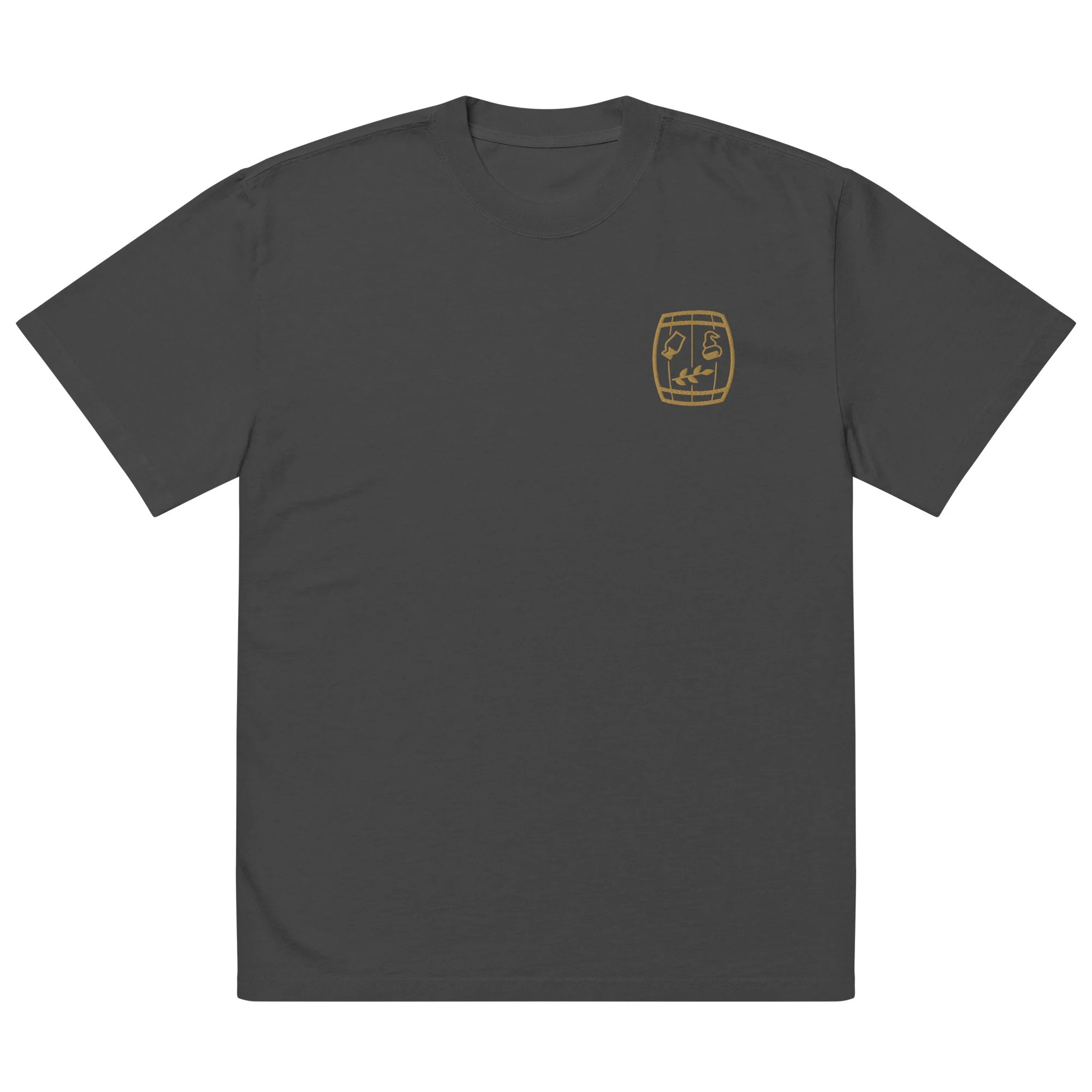 WHISKEY MAKING EMBROIDERED OVERSIZED FADED T-SHIRT