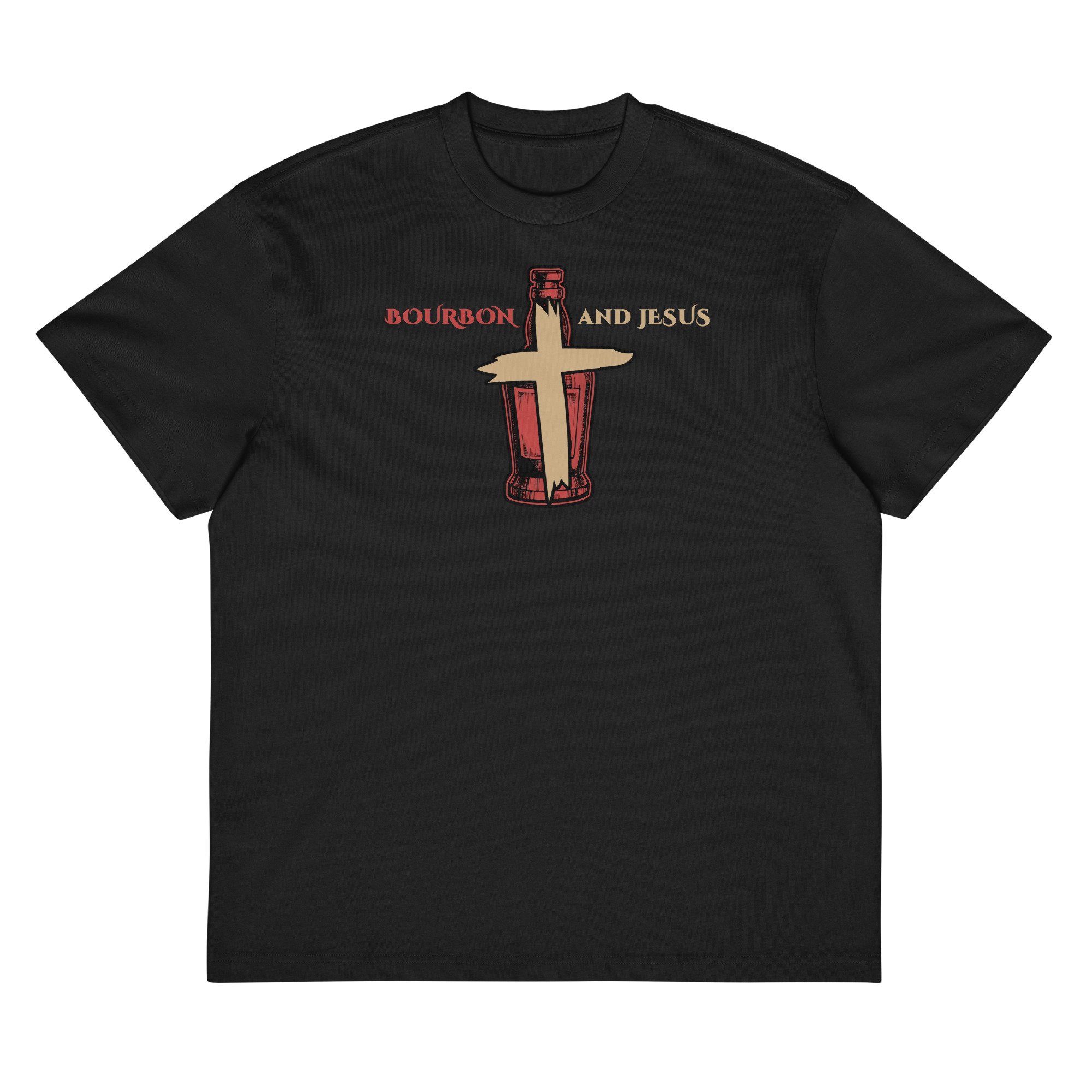 BOURBON AND JESUS MEN'S BOX TEE