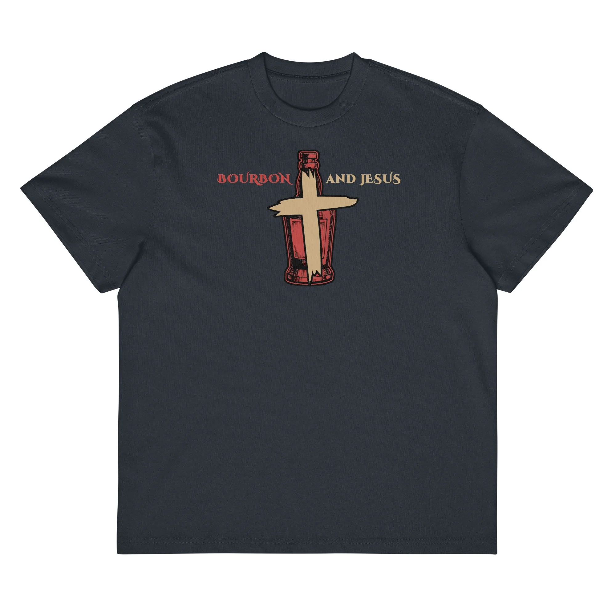 BOURBON AND JESUS MEN'S BOX TEE