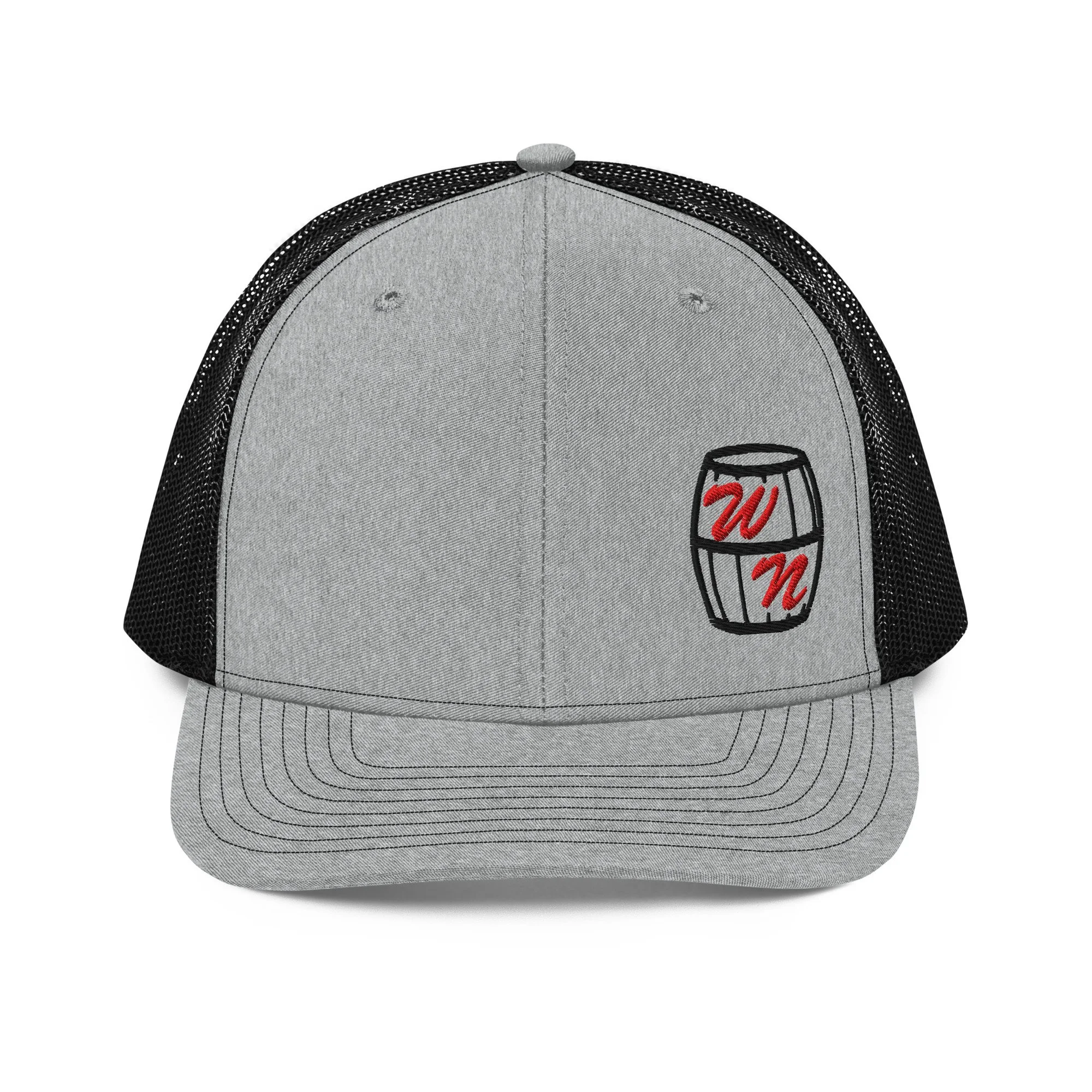 WHISKEY NOOBS EMBROIDERED BARREL LOGO TRUCKER CAP