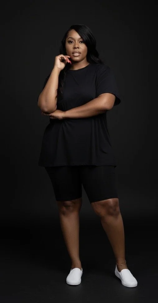 Plus Size Top & Bike Shorts Set