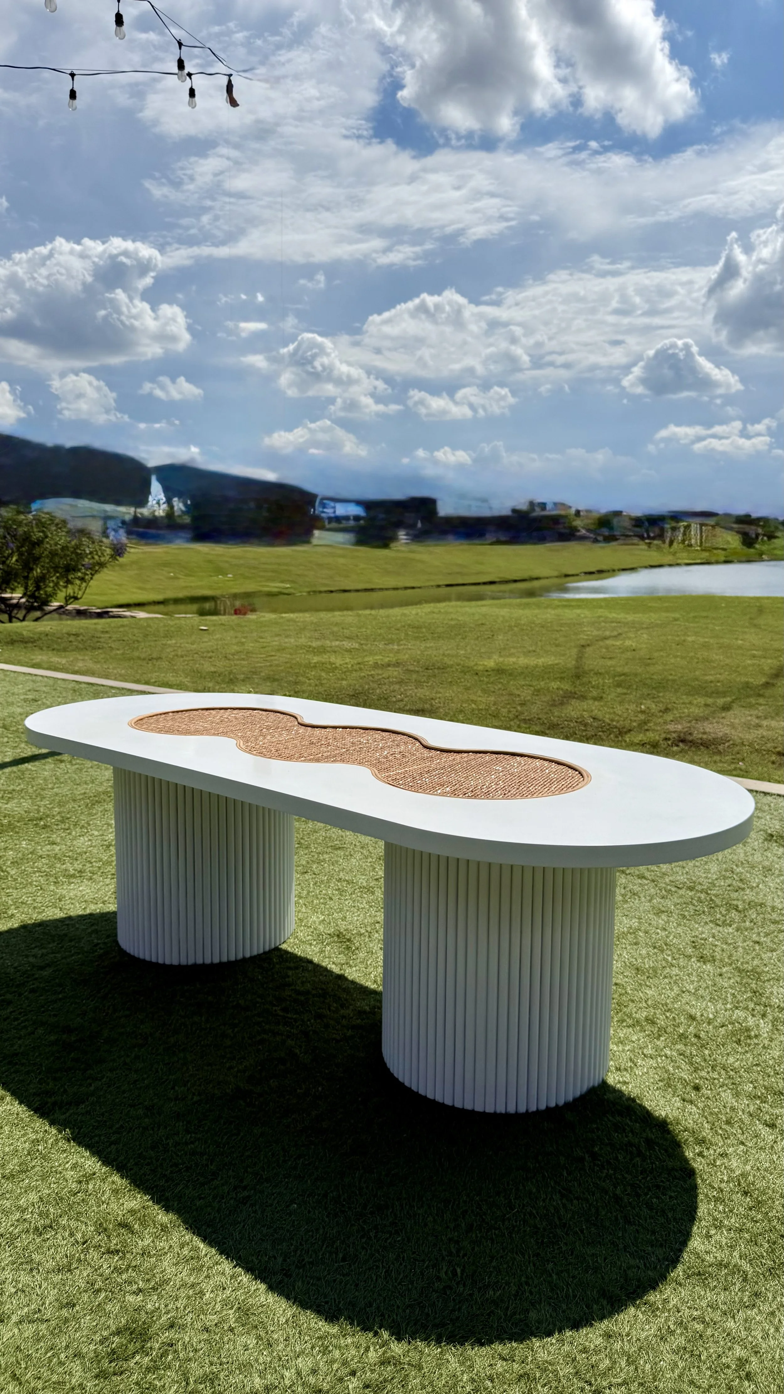 White oval kids table for rent