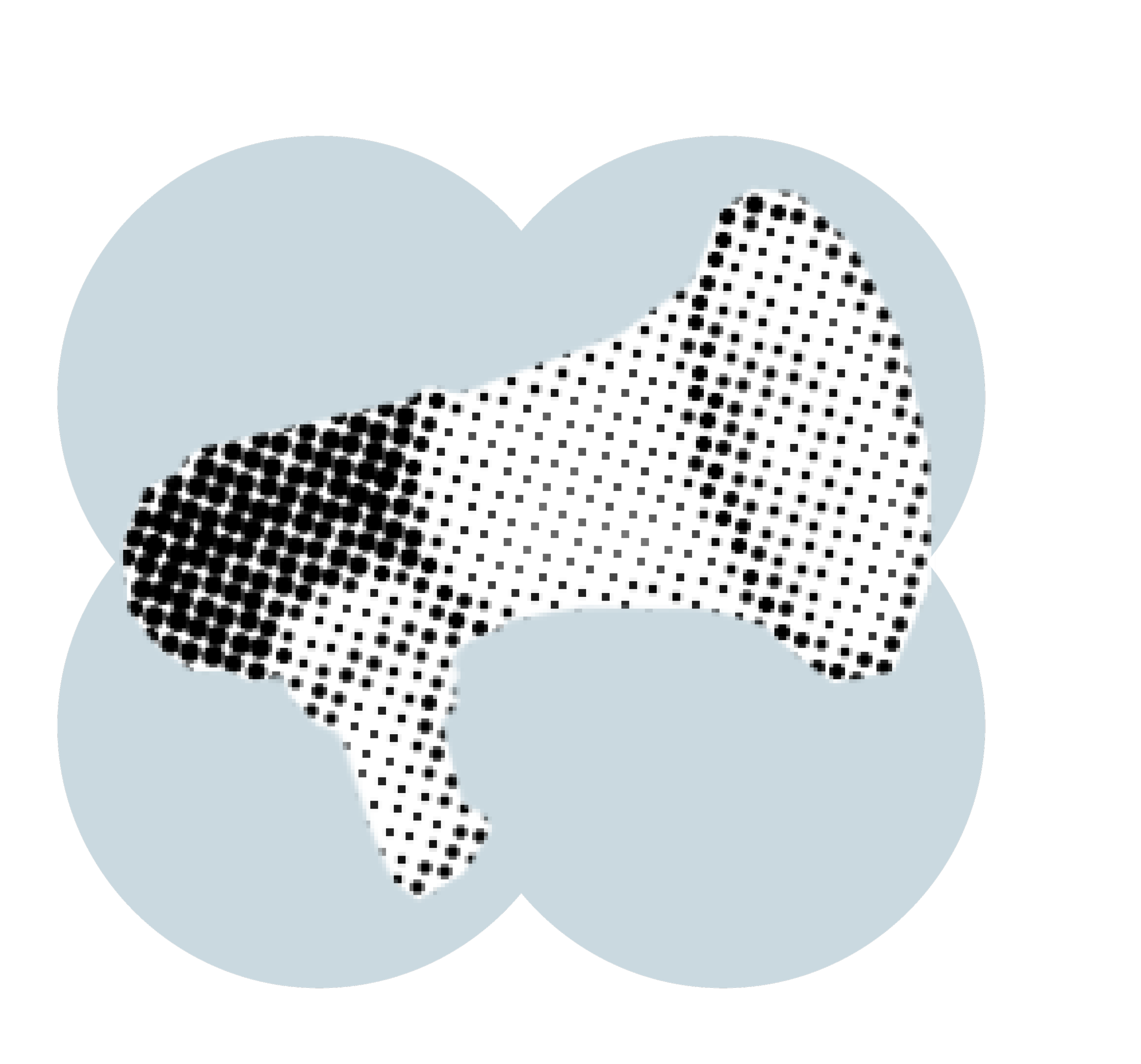 Ilustração estilo pop art de um coração com padrões de pontos preto e branco, fundo cinza claro e contorno preto.