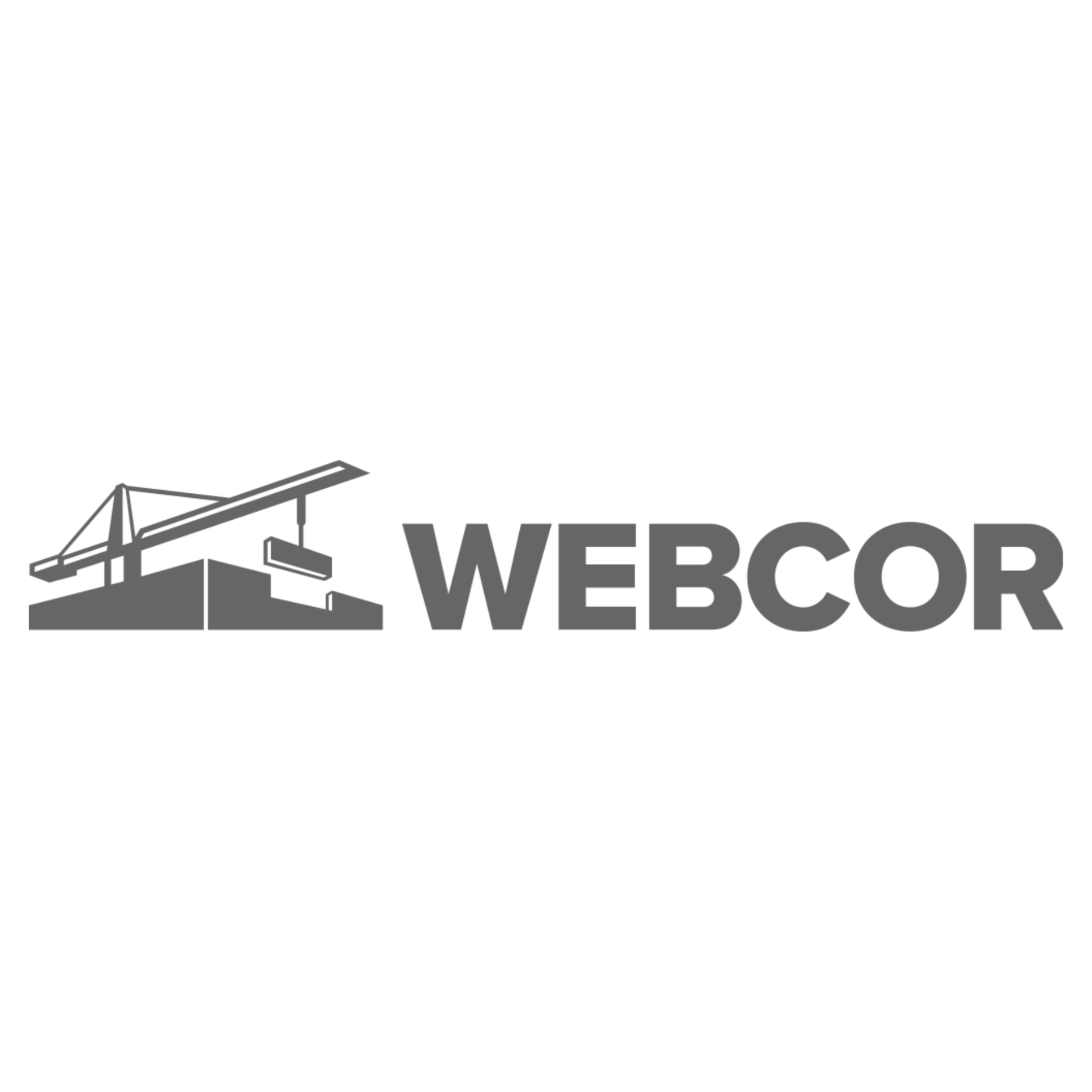 Logo of WEB COR featuring a stylized construction crane and building silhouette with the company name in bold gray letters.