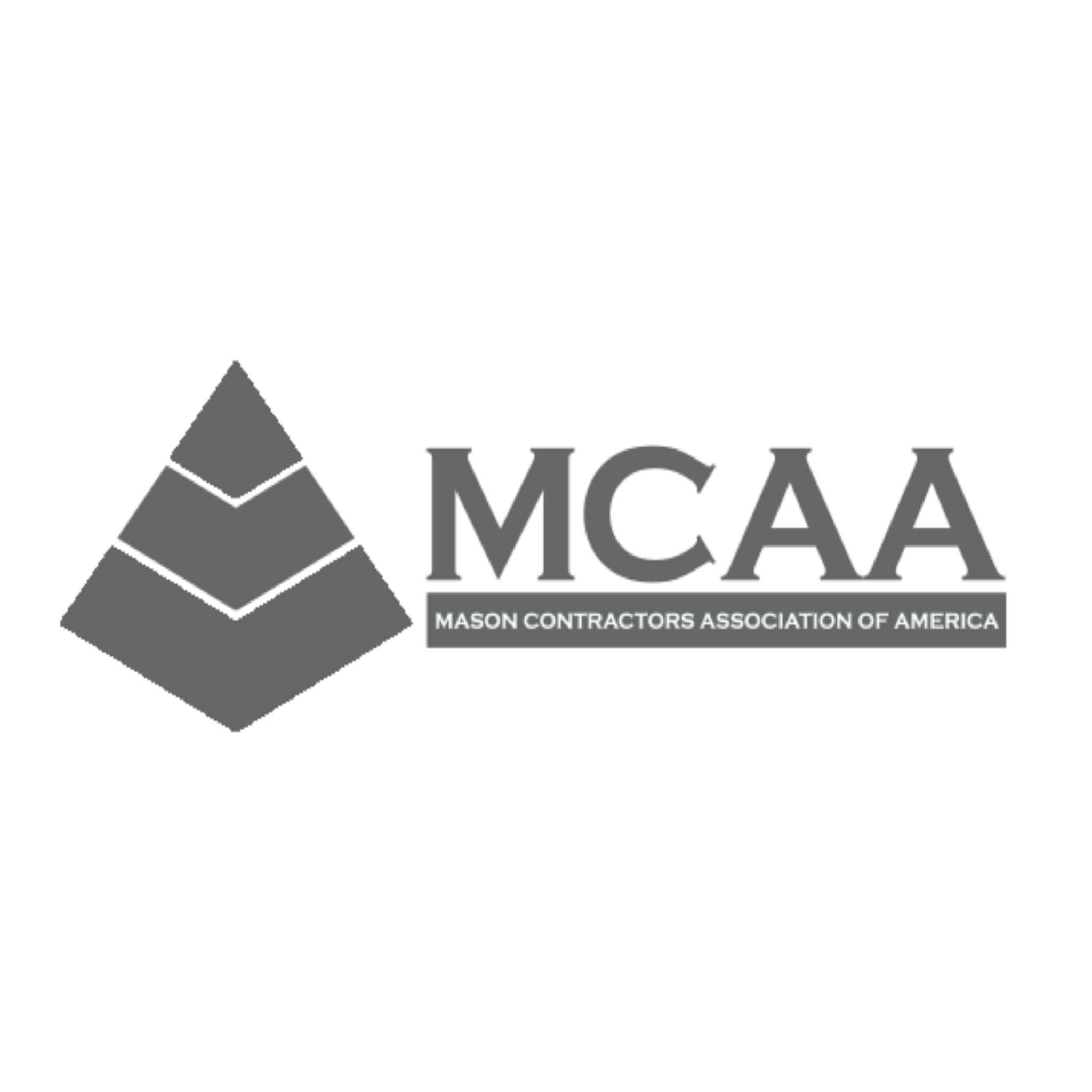 Logo of the Mason Contractors Association of America featuring a stylized pyramid and the organization's name.