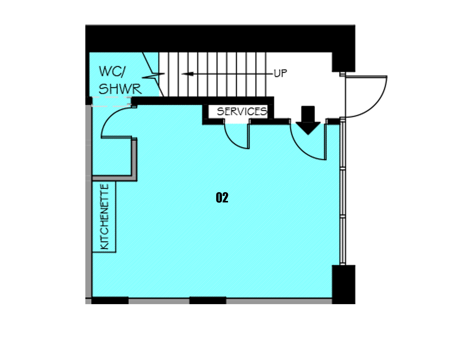 Unit 02 - 335sq/ft - £1000pcm