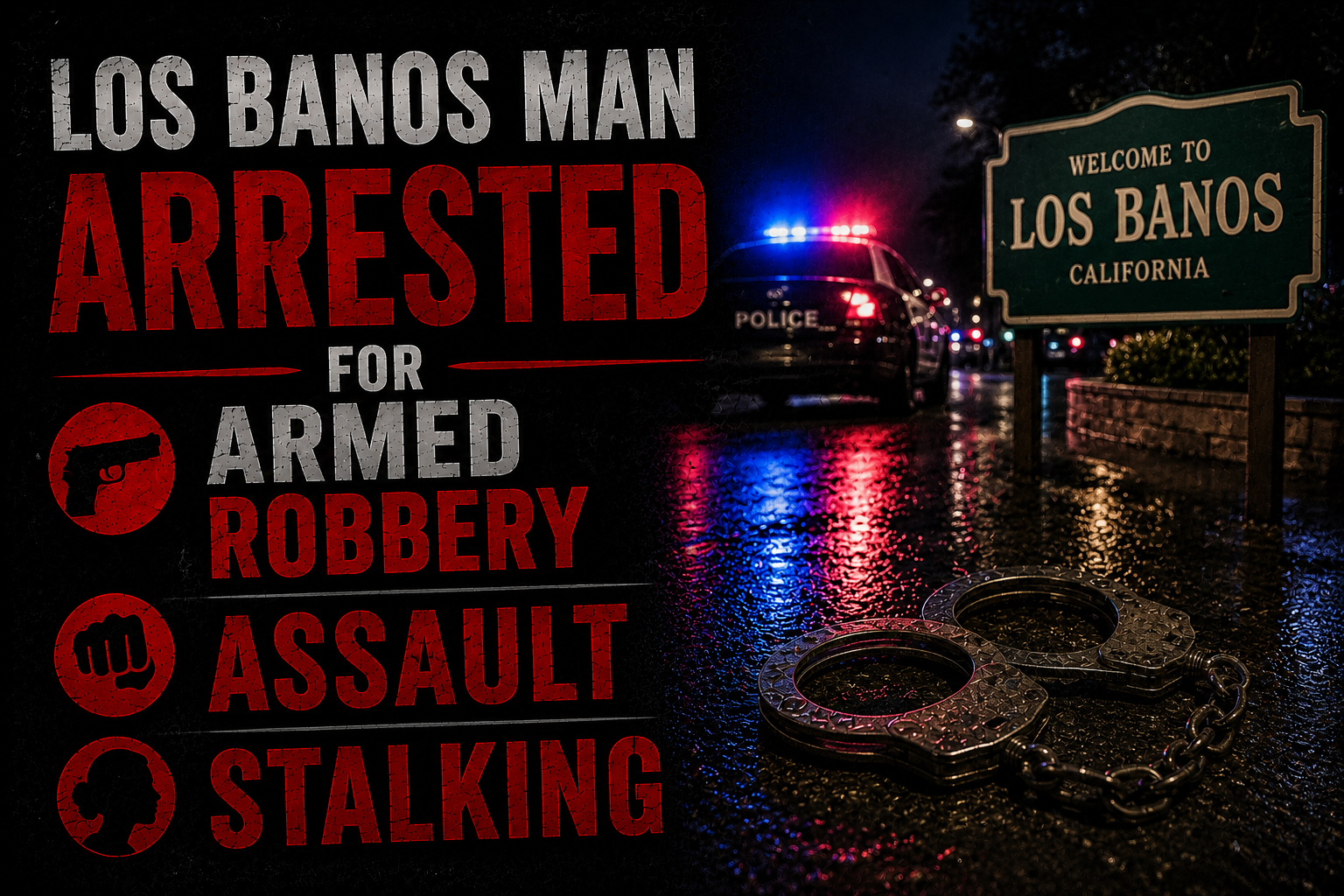 Los Banos Man Arrested for Armed Robbery, Assault, and Stalking