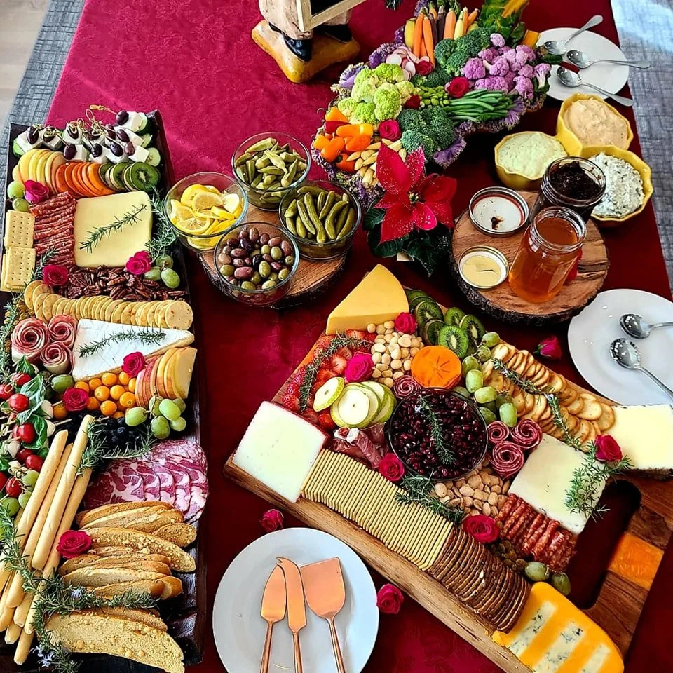 Grazing table with charcuterie and artisanal accompaniments for an elevated event