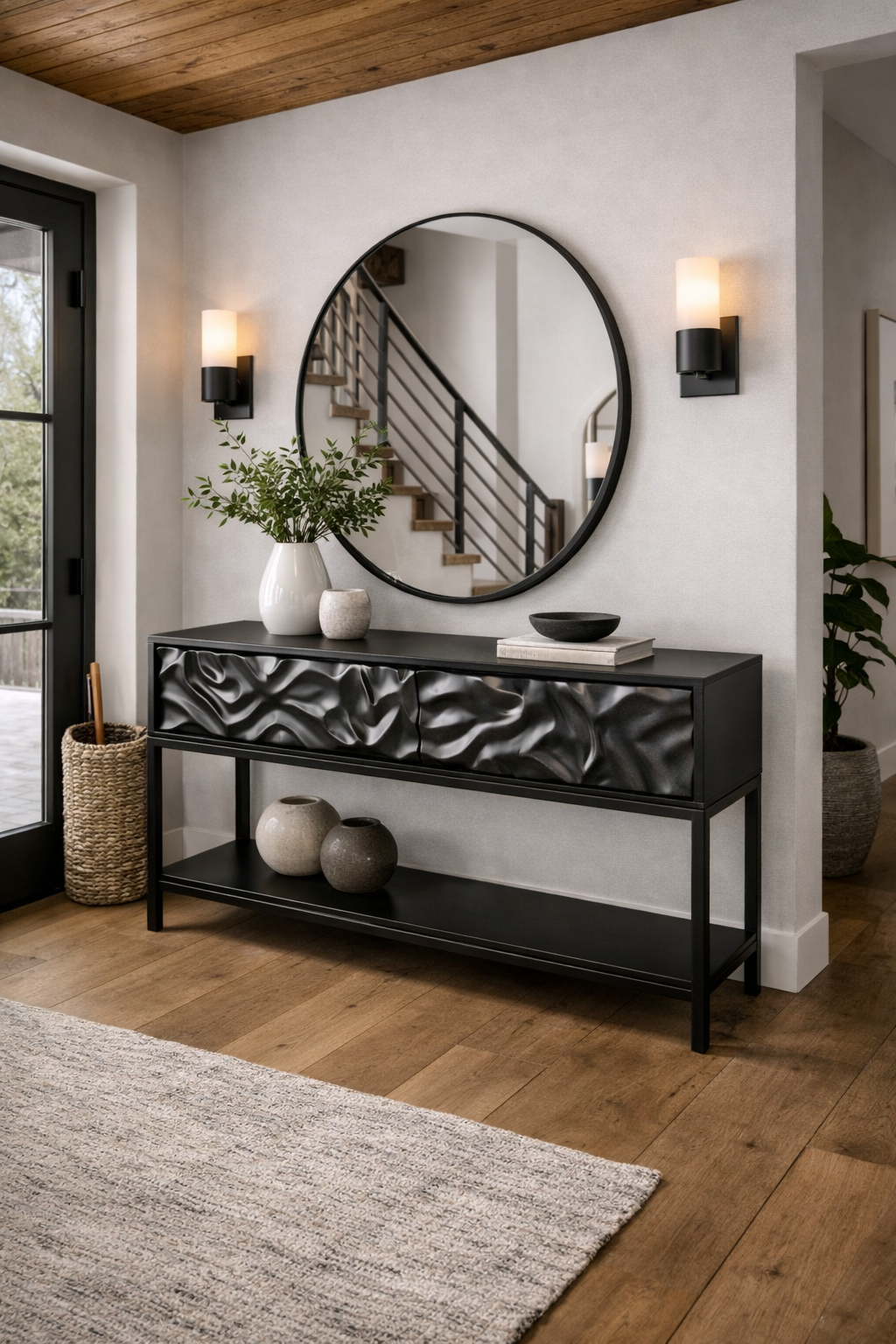Modern entryway black console table