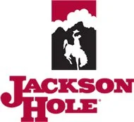 Logo for Jackson Hole featuring a mountain and a skier silhouette