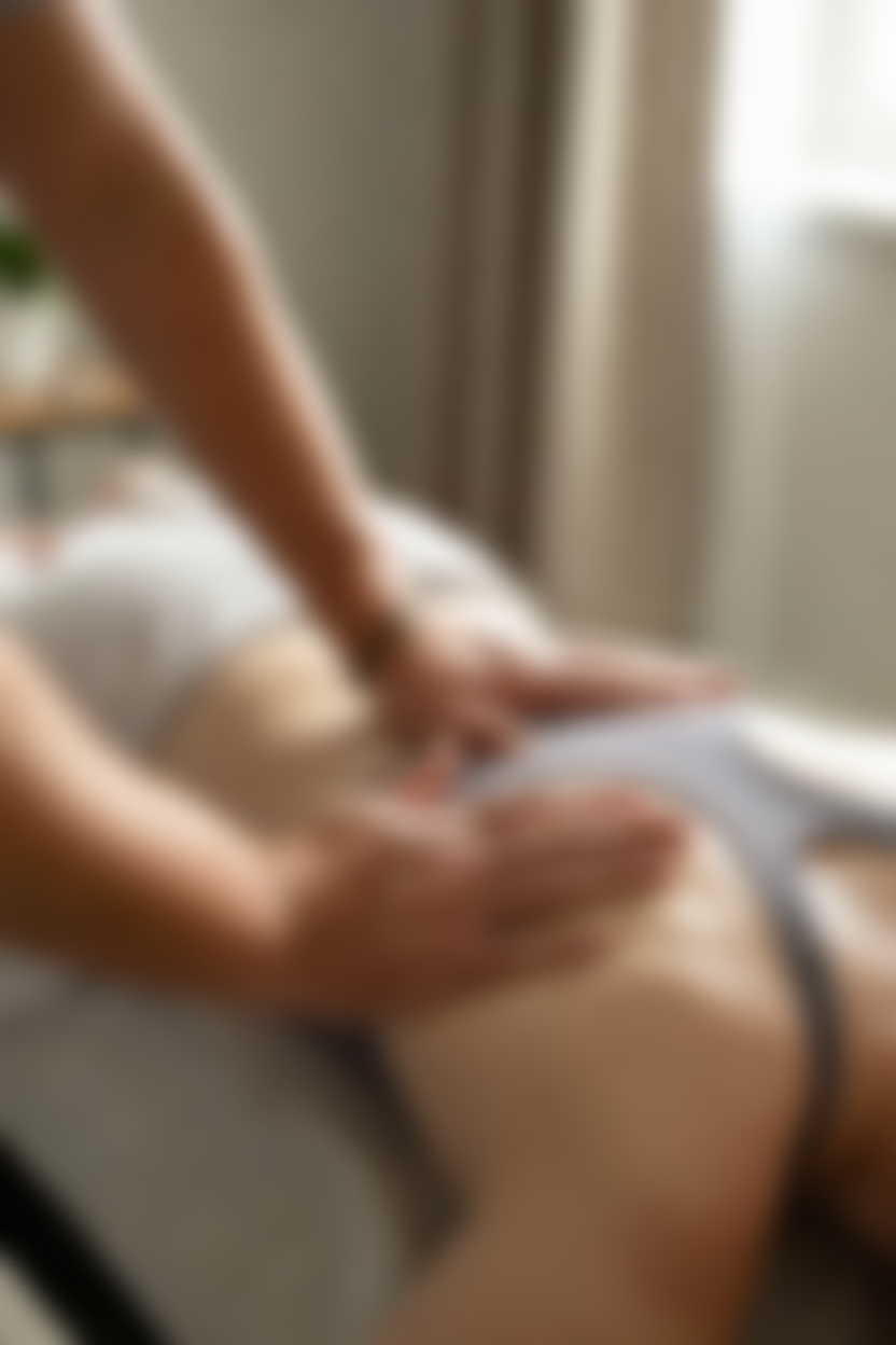 Blurred image of a person receiving a back massage.
