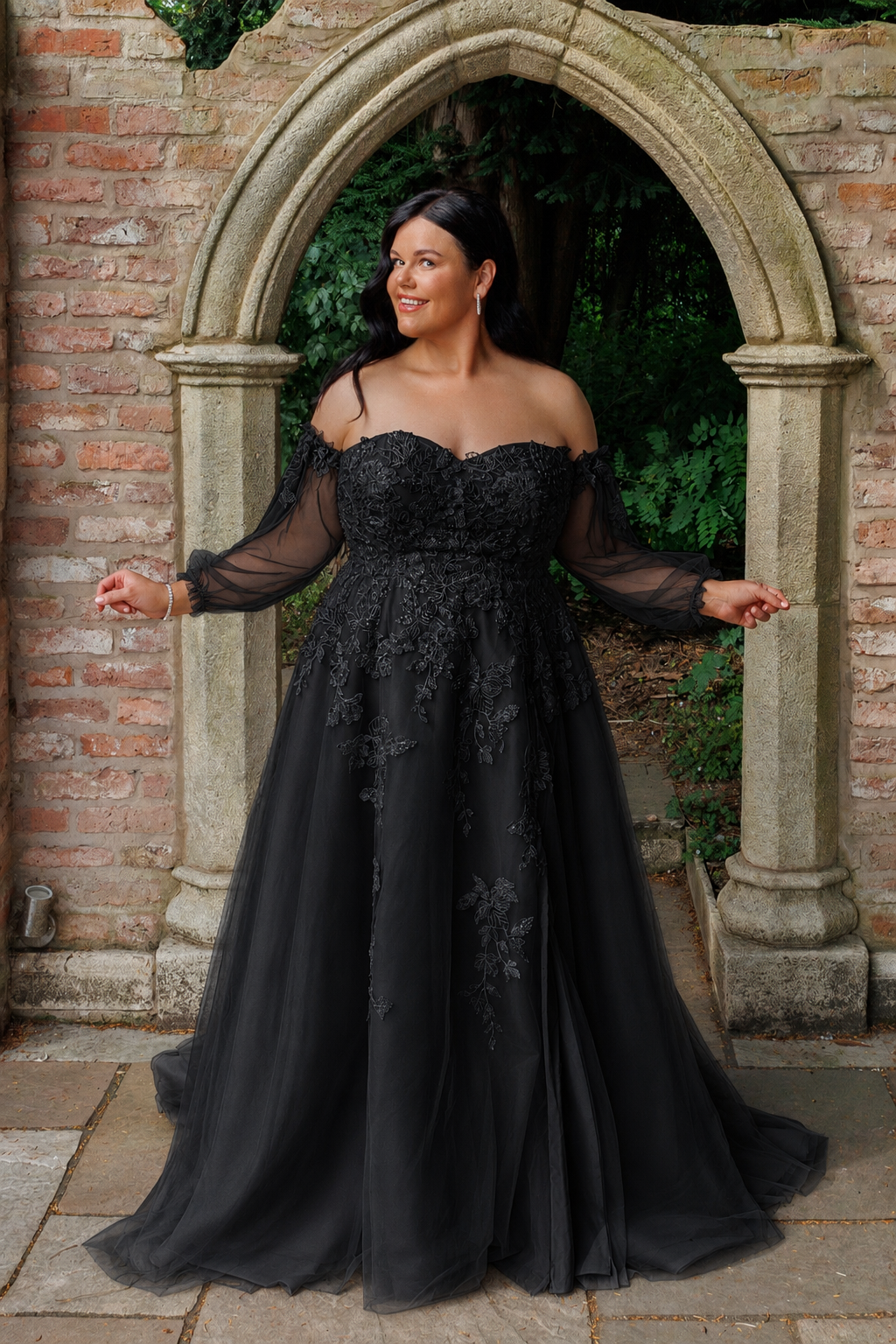 Floral embellishments with intricate beading and sequin with detachable long sleeves and tulle ARRIVING IN SEPTEMBER (sample size 24) £1,355