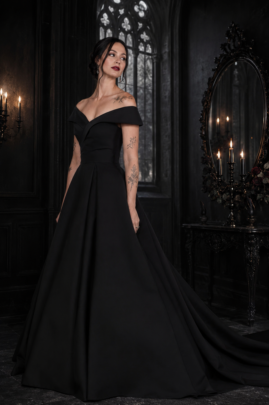 Timeless black off shoulder gown (sample size 18) £1,255