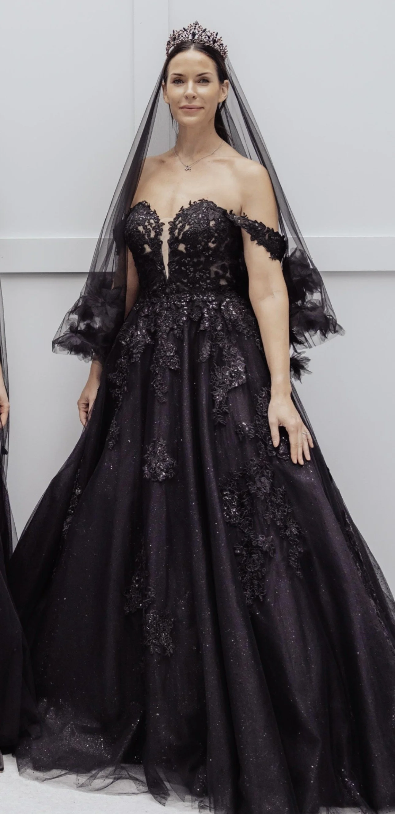 Show stopping ballgown with sparkly tulle, delicate beading on floral appliques (size 16) £2,325
