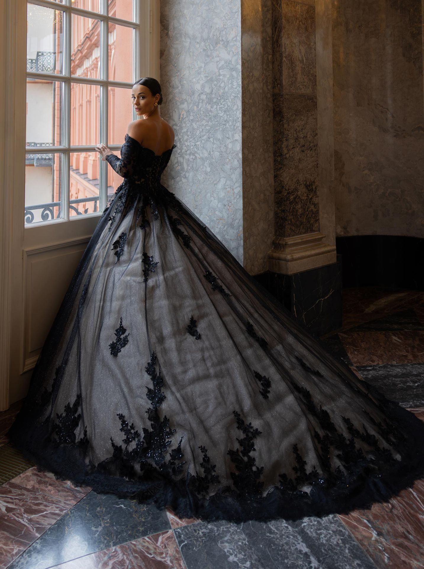 A show stopping gown with lace appliques and delicate sparkle (sample size 16) £2,999