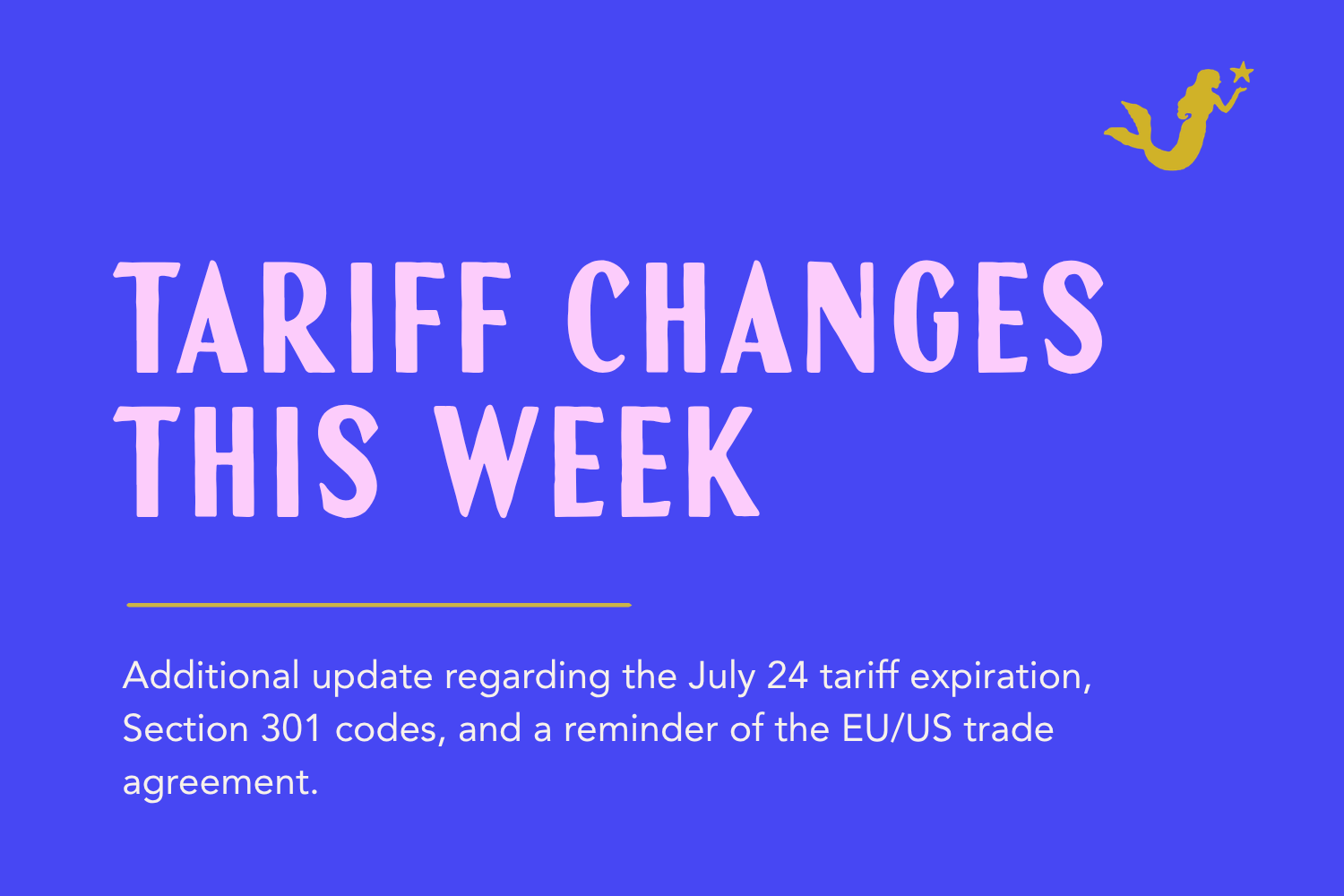 Important: Tariff changes this week