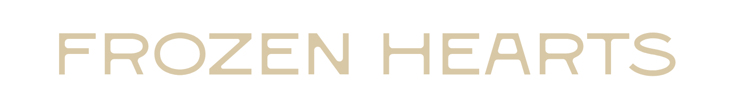 Text that reads "Frozen Hearts" on a black background.