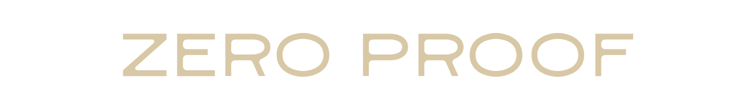 Text on black background that reads 'Zero Proof' in large, beige, sans-serif font.