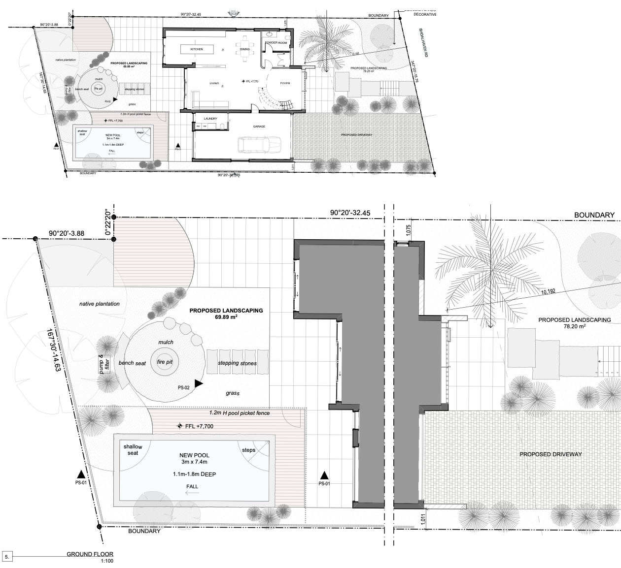Architectural floor plans prepared for a CDC house extension and renovation in Sylvania Waters, Sydney.