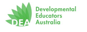 Logo of Developmental Educators Australia featuring a stylized green tree and the organization's name