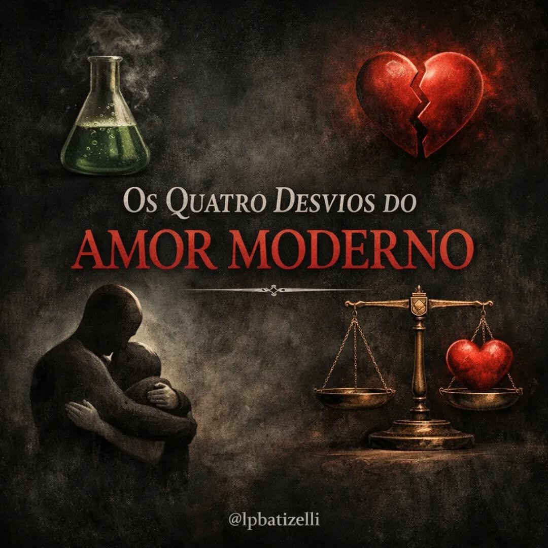 A modernidade n&atilde;o destruiu o amor.
Ela o reinterpretou.

Transformou-o em qu&iacute;mica.
Confundiu-o com fus&atilde;o.
Elevou-o &agrave; condi&ccedil;&atilde;o de salva&ccedil;&atilde;o emocional.
E por fim, converteu-o em direito subjetivo.
