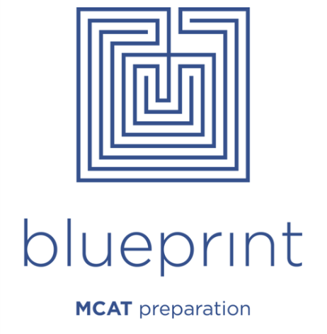 Logo with a maze design above the text 'blueprint MCAT preparation'.