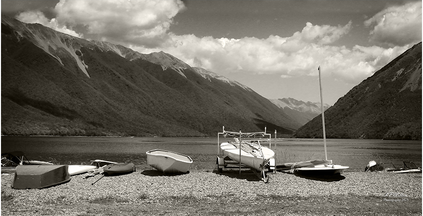Boats on the Lakeshore, St Arnaud, Nelson