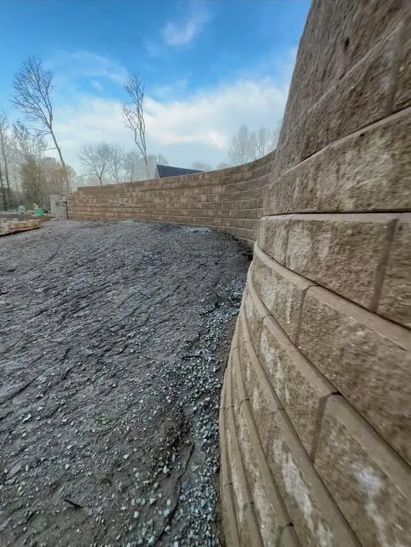 Retaining wall and paver patio outdoor space in Brazil Indiana